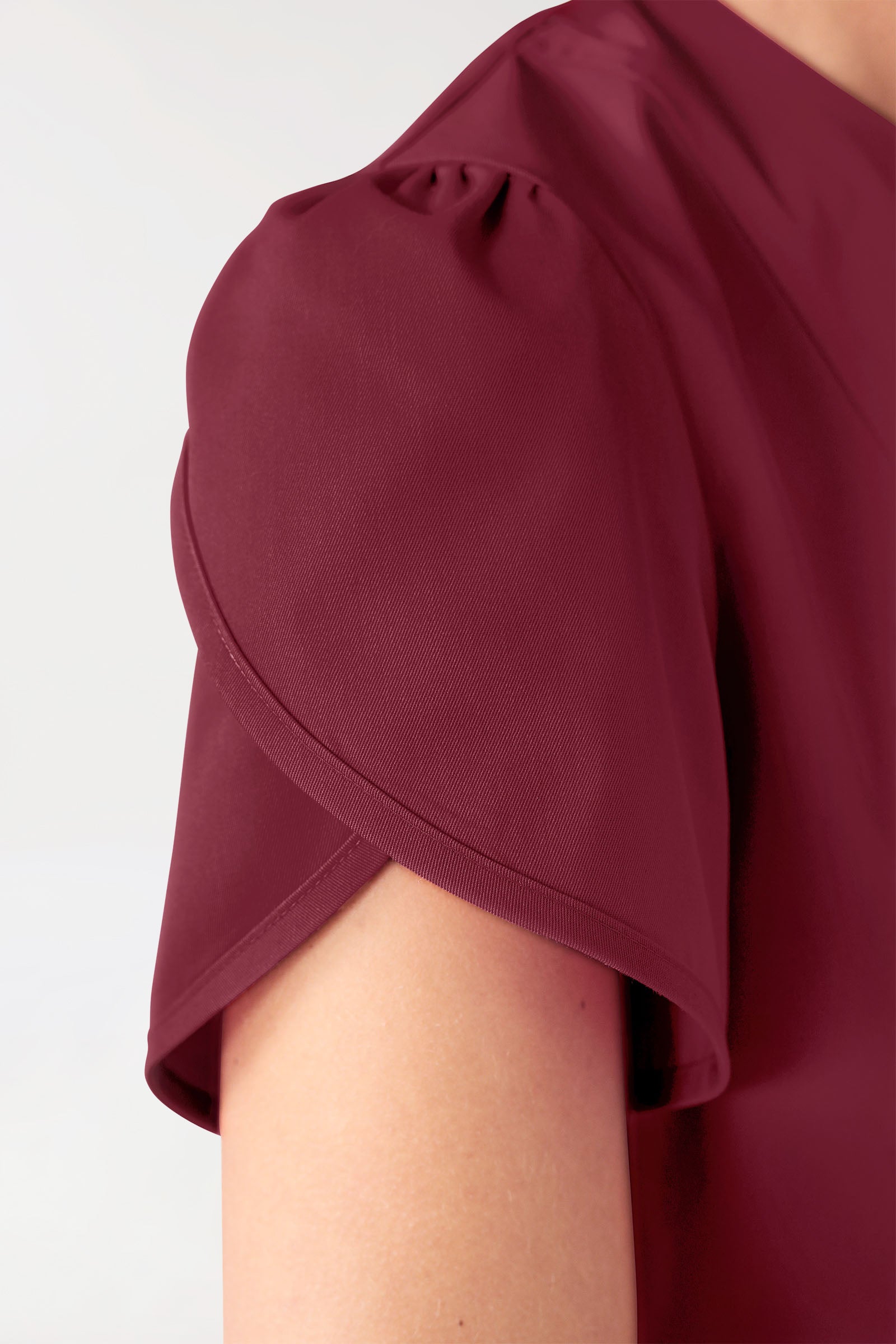 Beauty Kasack Damen - mit Puffärmel bordeaux