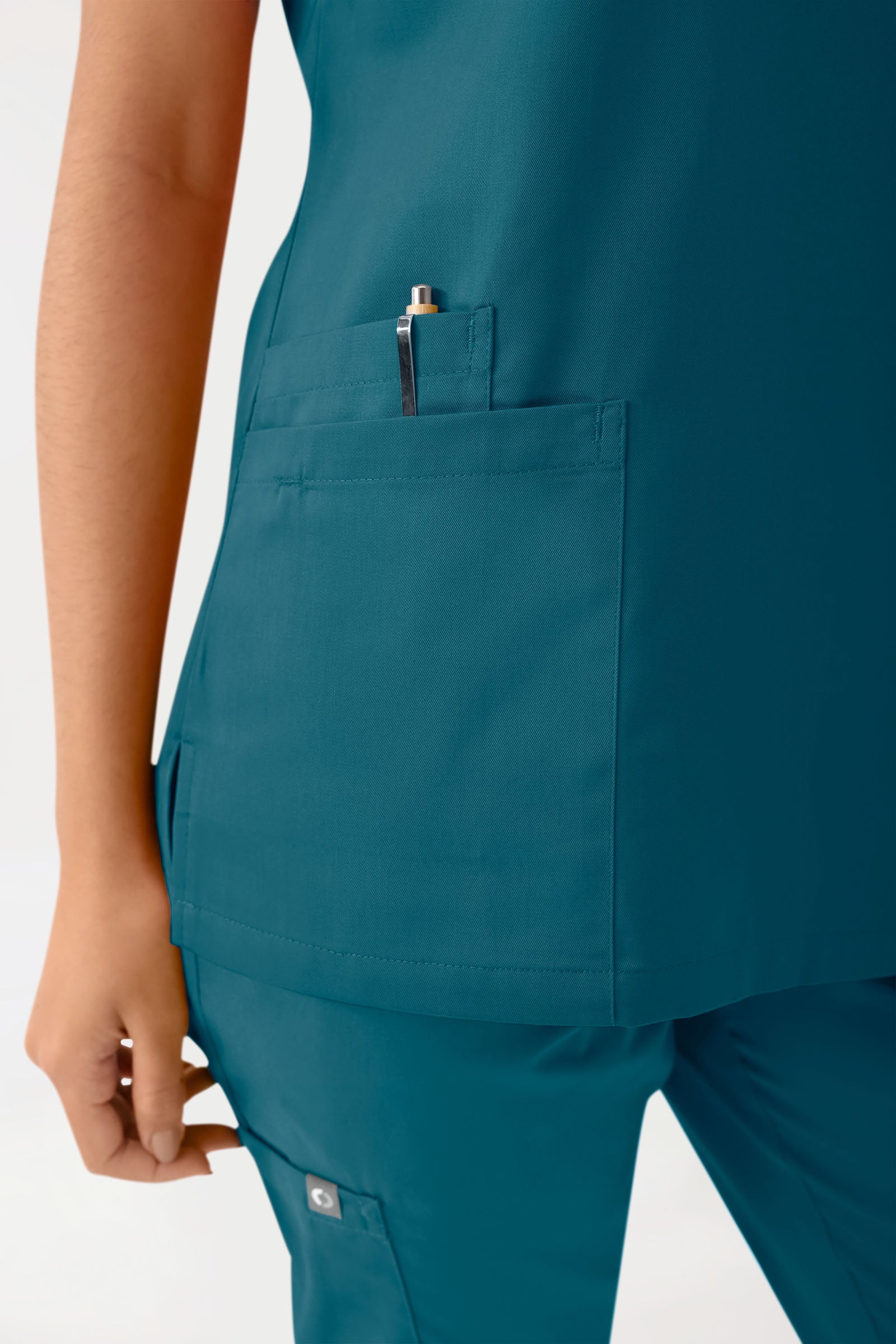 GREEN Stretch Schlupfkasack Damen - V-Ausschnitt petrol