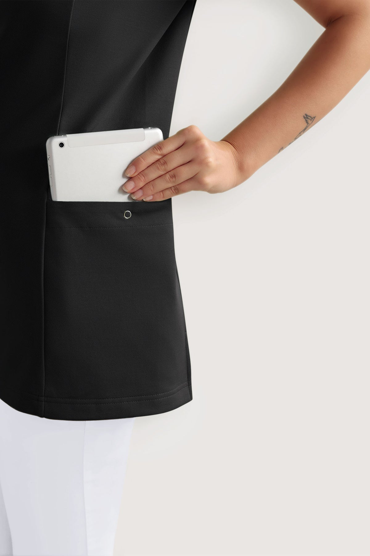 COMFY FLEX Stretch Schlupfkasack Damen - mit Druckknöpfen schwarz