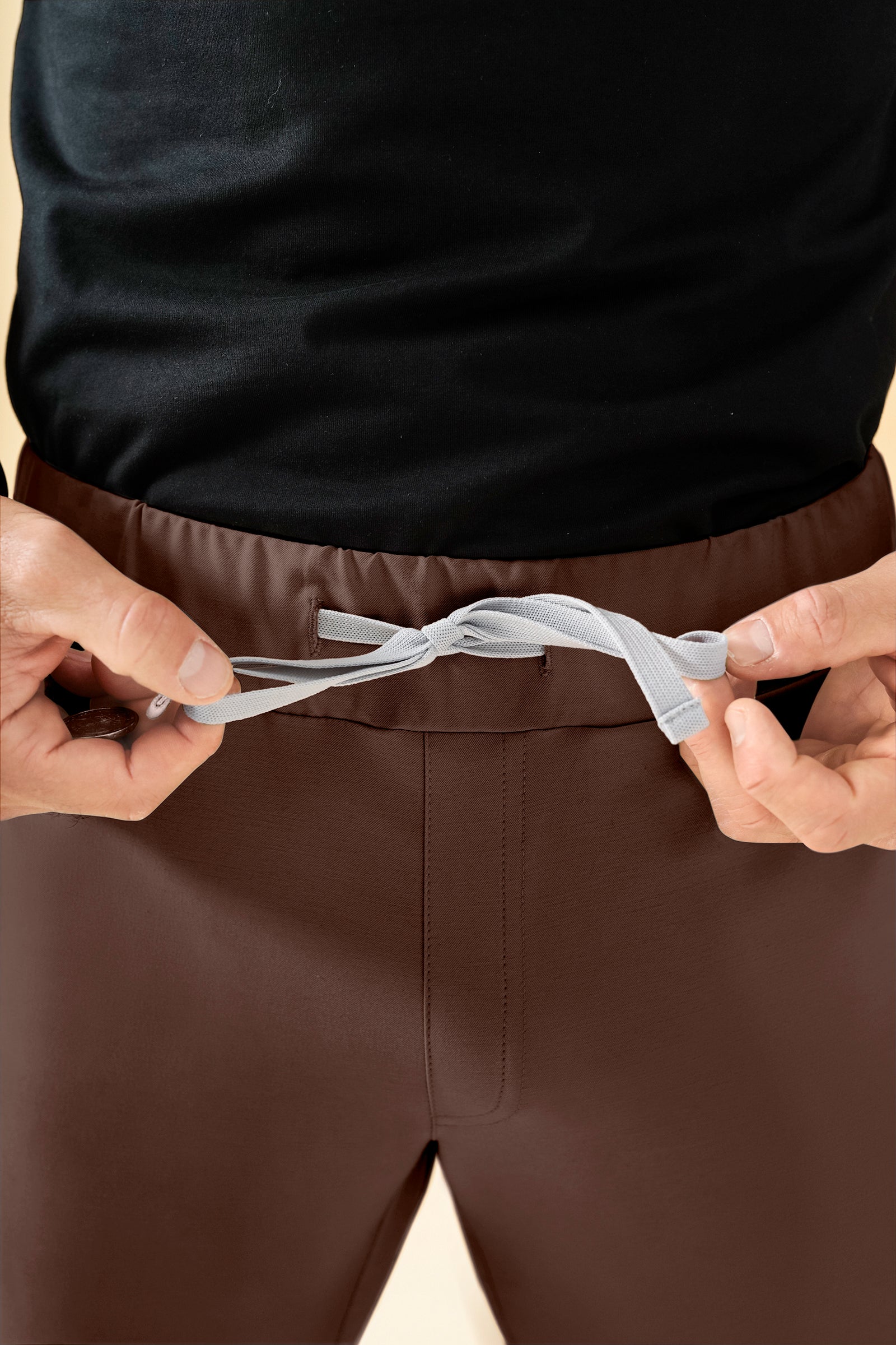 KAERE Hose Herren - gerader Saum Kurzgr. ohne Beintaschen coffee