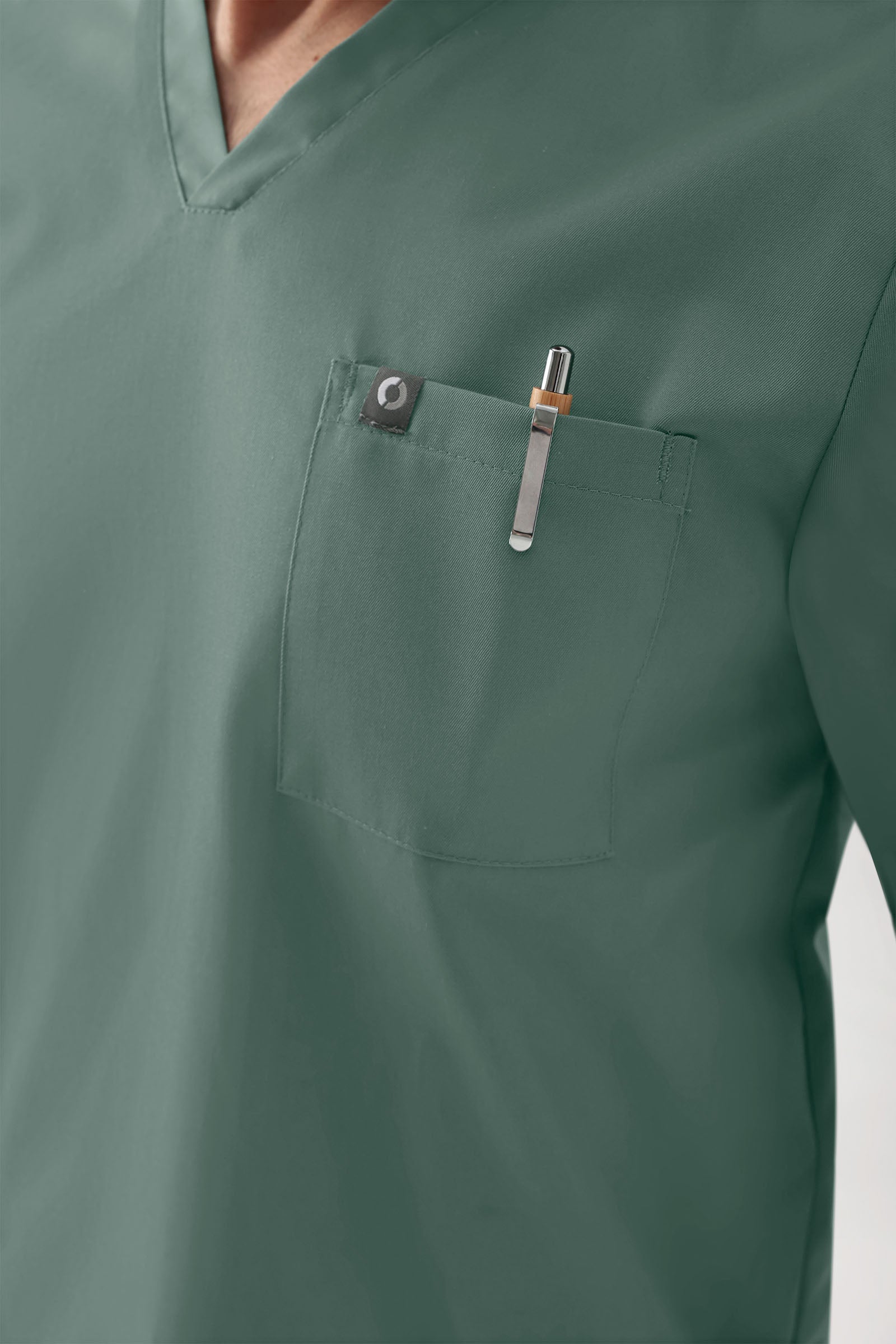 GREEN Stretch Schlupfkasack Herren - V-Ausschnitt dunkelgrün