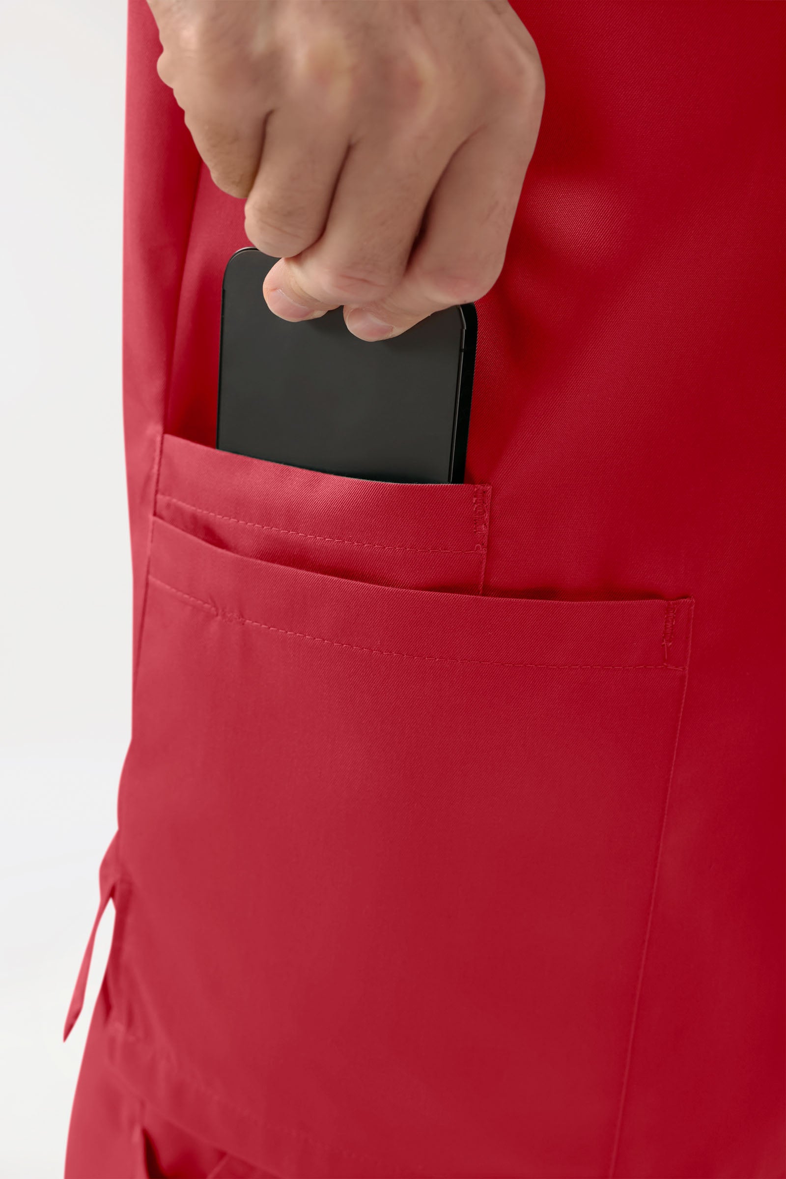 GREEN Stretch Schlupfkasack Herren - V-Ausschnitt rot