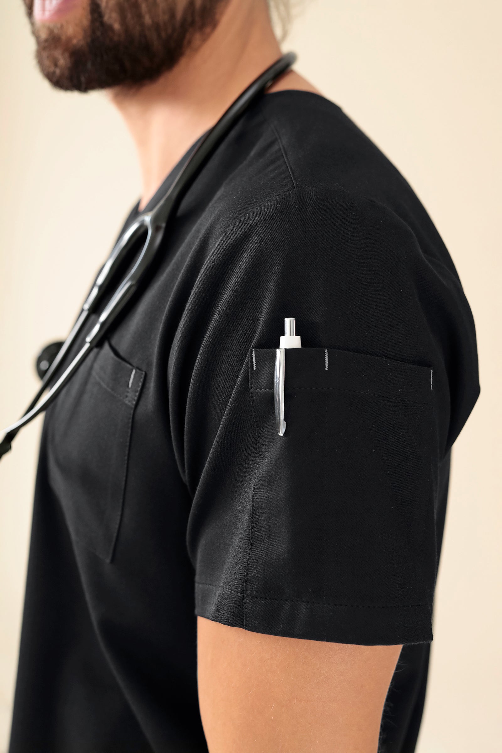 KAERE Schlupfkasack Herren - V-Ausschnitt schwarz