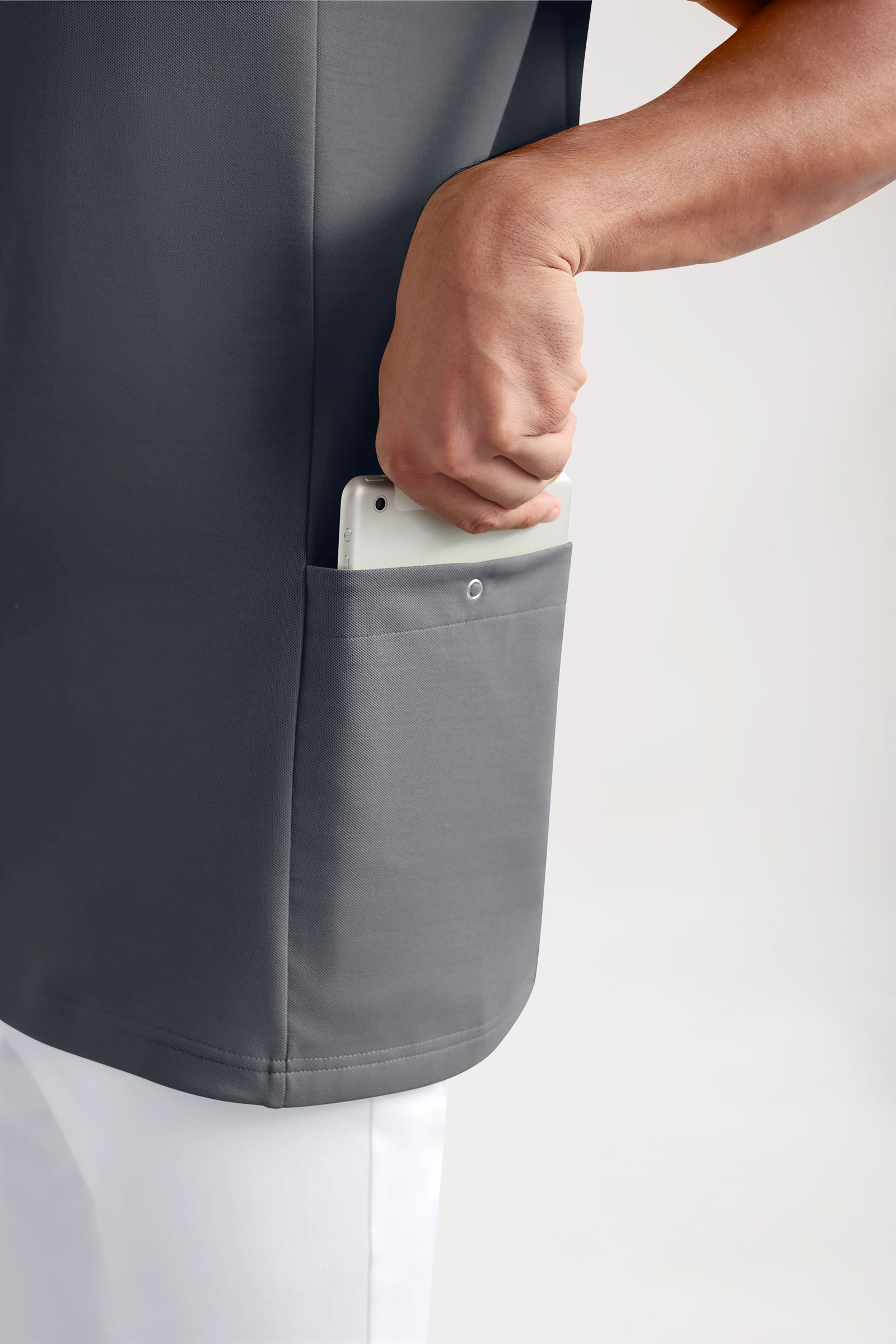 COMFY FLEX Stretch Schlupfkasack Herren - Polokragen steingrau