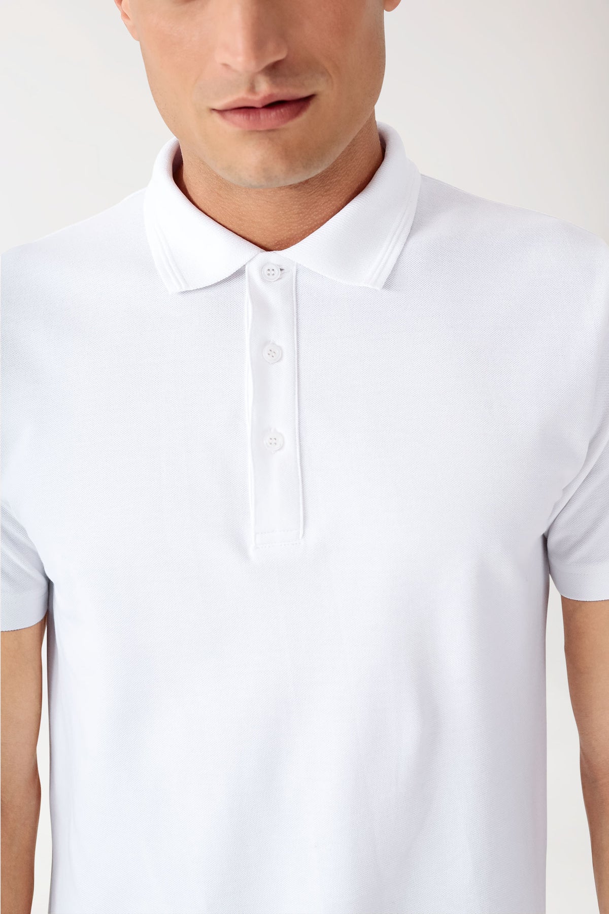 COMFY FLEX Stretch Shirt Herren - Polokragen weiß