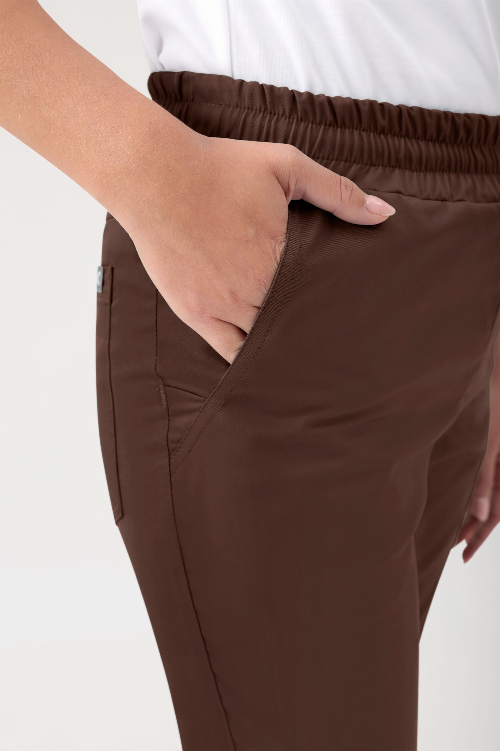 GREEN Stretch Hose Unisex - Rundumgummibund coffee