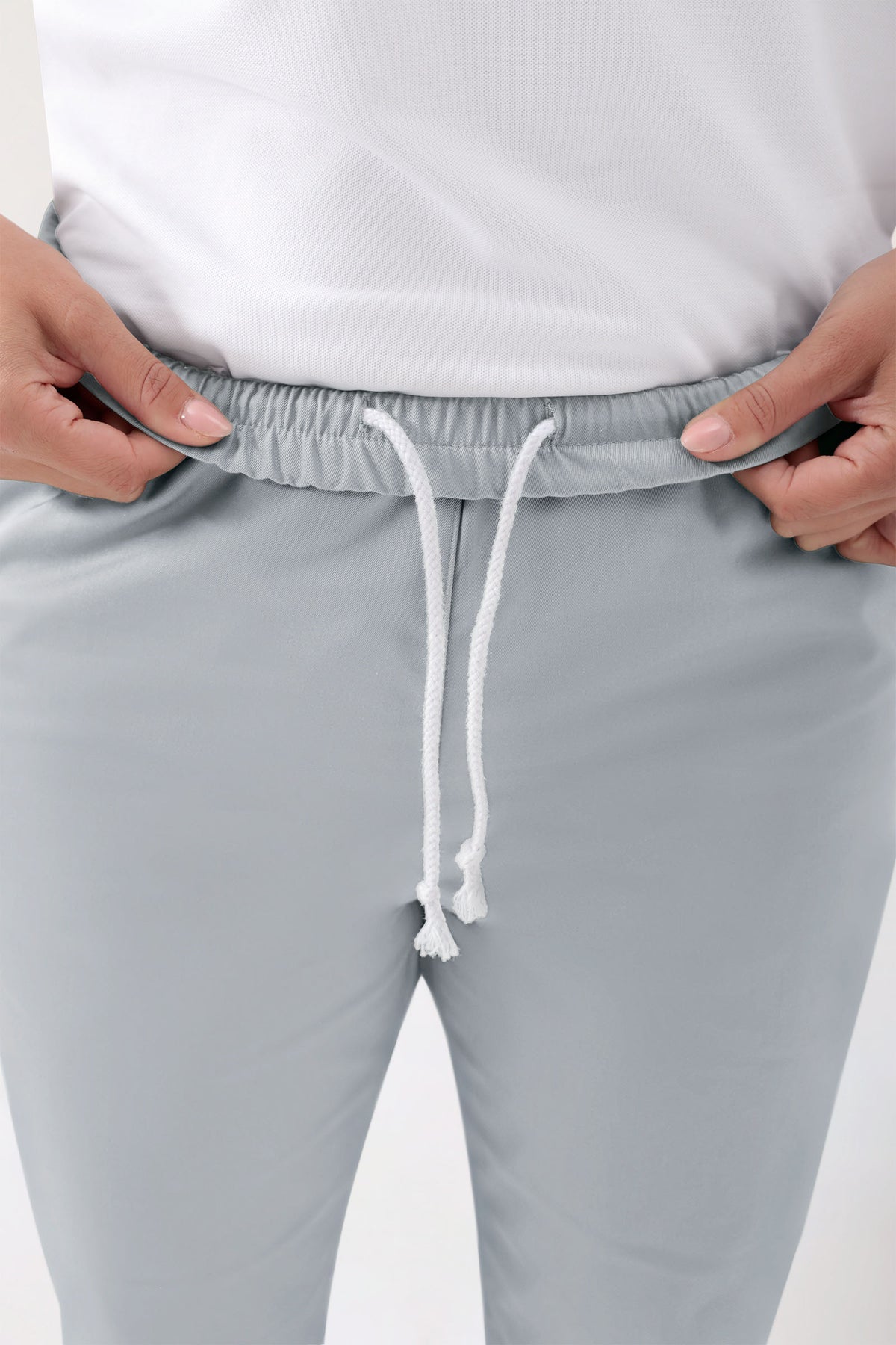 GREEN Stretch Hose Unisex - Rundumgummibund perlgrau