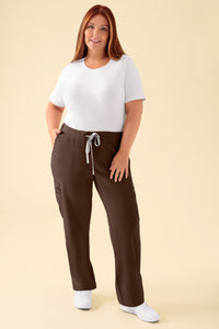 KAERE Hose Damen - gerader Saum mit Beintaschen coffee