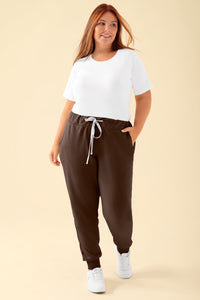 KAERE Hose Damen - Saumbündchen ohne Beintaschen coffee