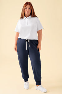 KAERE Hose Damen - Saumbündchen mit Beintaschen navy
