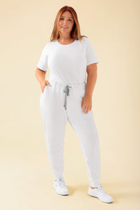 KAERE Hose Damen - Saumbündchen ohne Beintaschen weiß