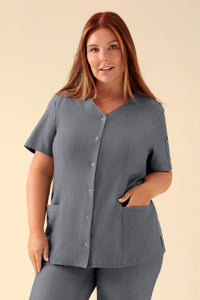 KAERE Kasack Damen - durchgeknöpft dunkelgrau melange