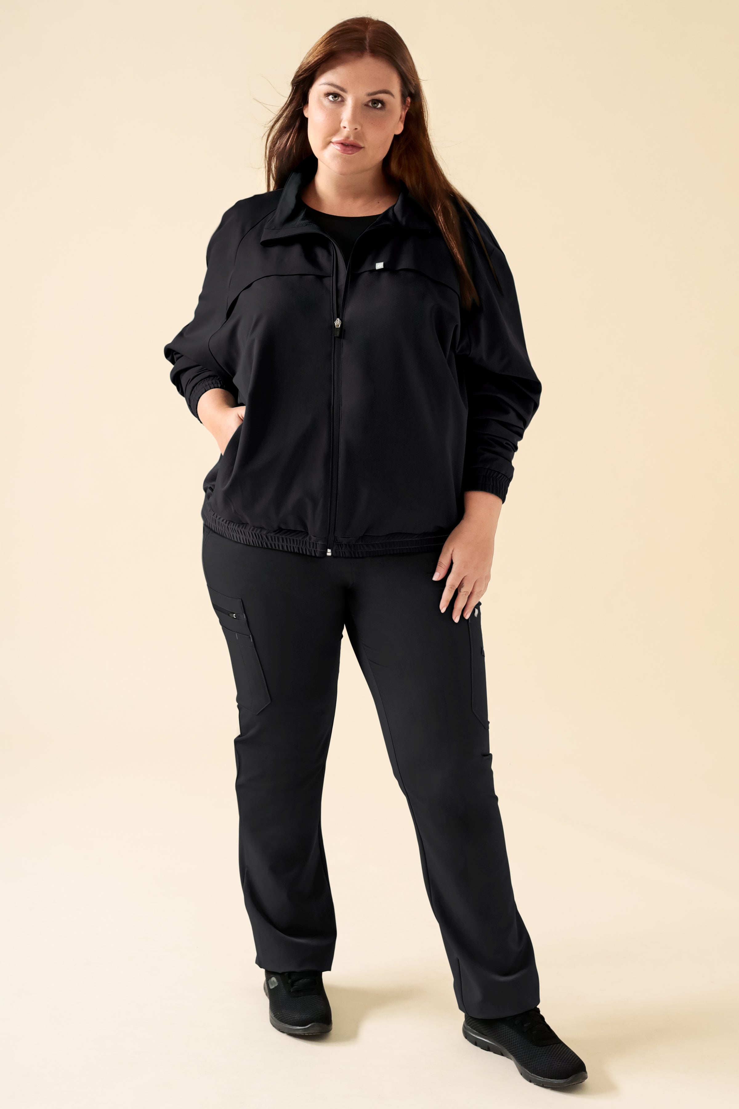 KAERE Blousonjacke Damen - mit elastischen Bündchen schwarz, Vorderansicht