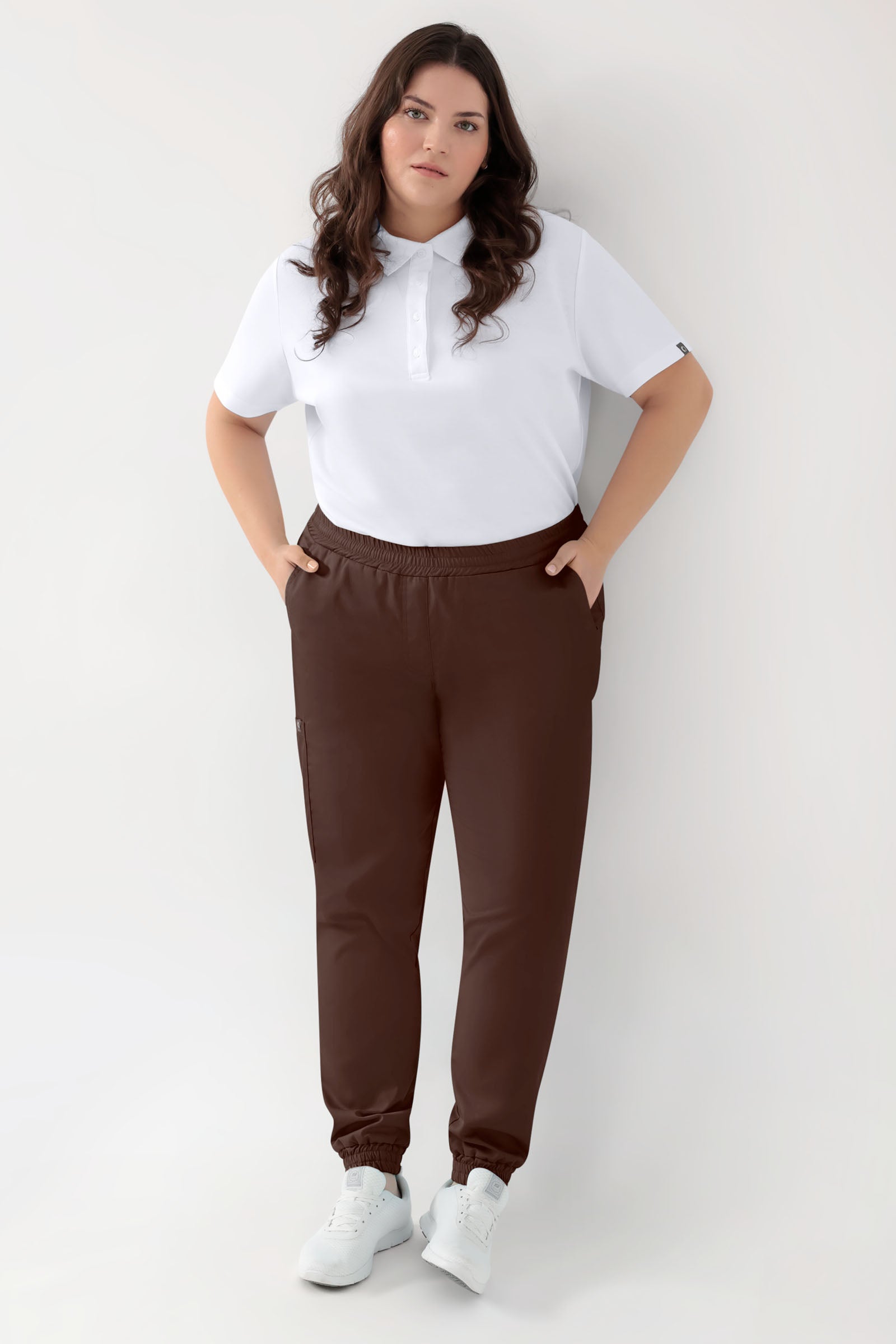 GREEN Stretch Hose Damen - Jogpants Style coffee, Vorderansicht
