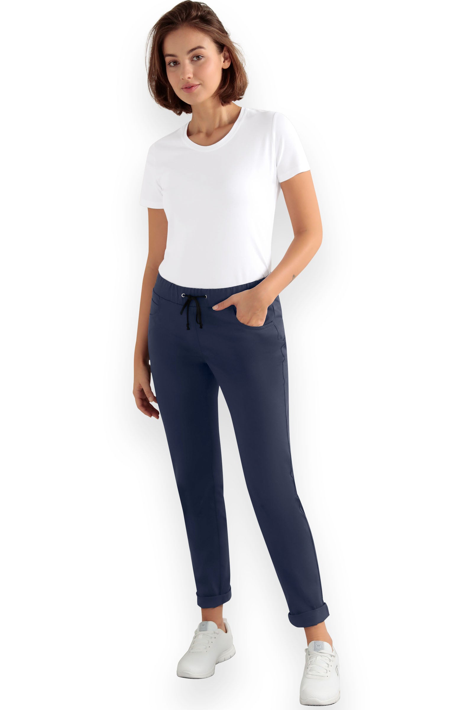 5-Pocket Stretchhose Damen - Jeanslook navy, Vorderansicht