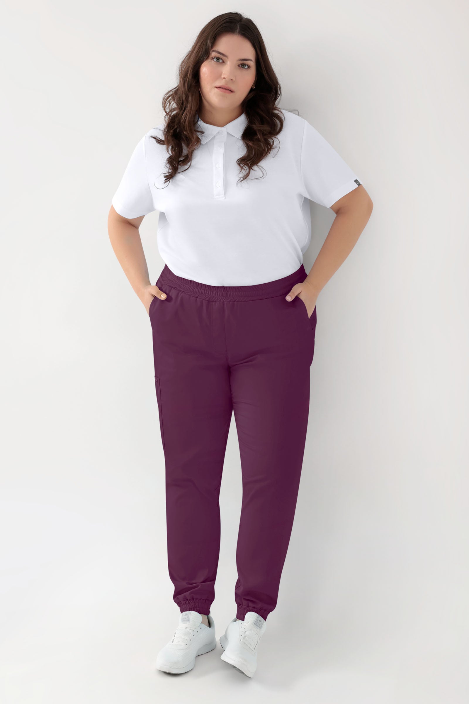 GREEN Stretch Hose Damen - Jogpants Style pflaume, Vorderansicht