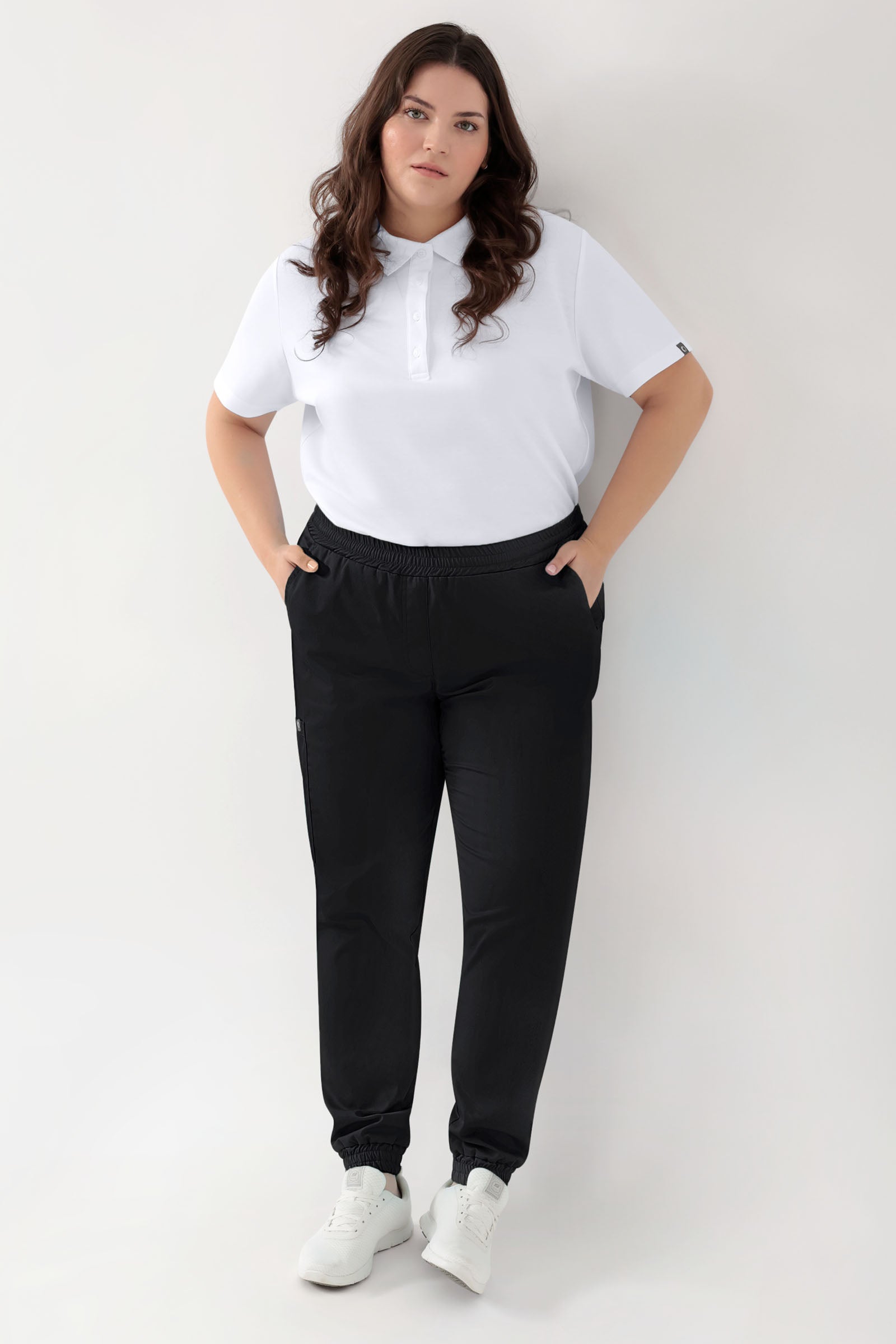 GREEN Stretch Hose Damen - Jogpants Style schwarz, Vorderansicht