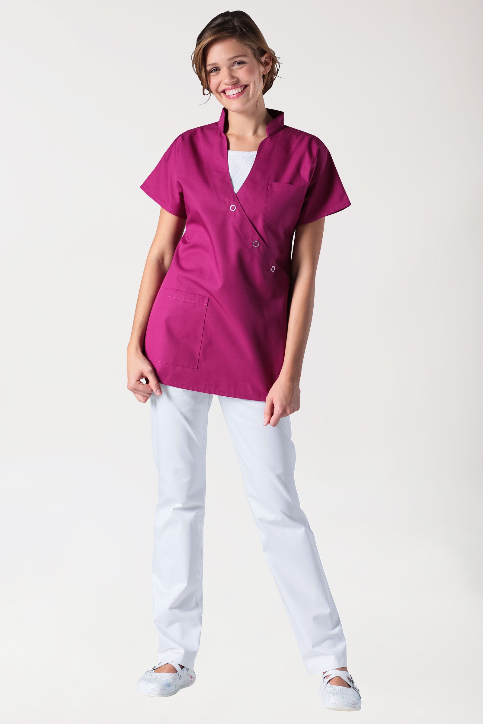 JUST STRONG Kasack Damen - Druckknopfleiste berry