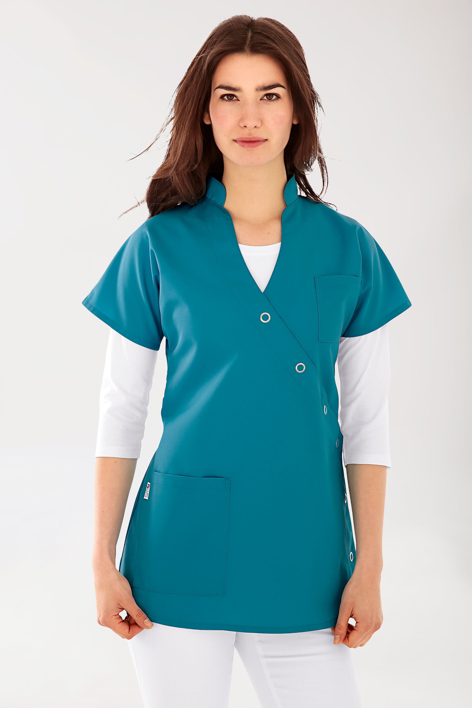 JUST STRONG Kasack Damen - Druckknopfleiste petrol