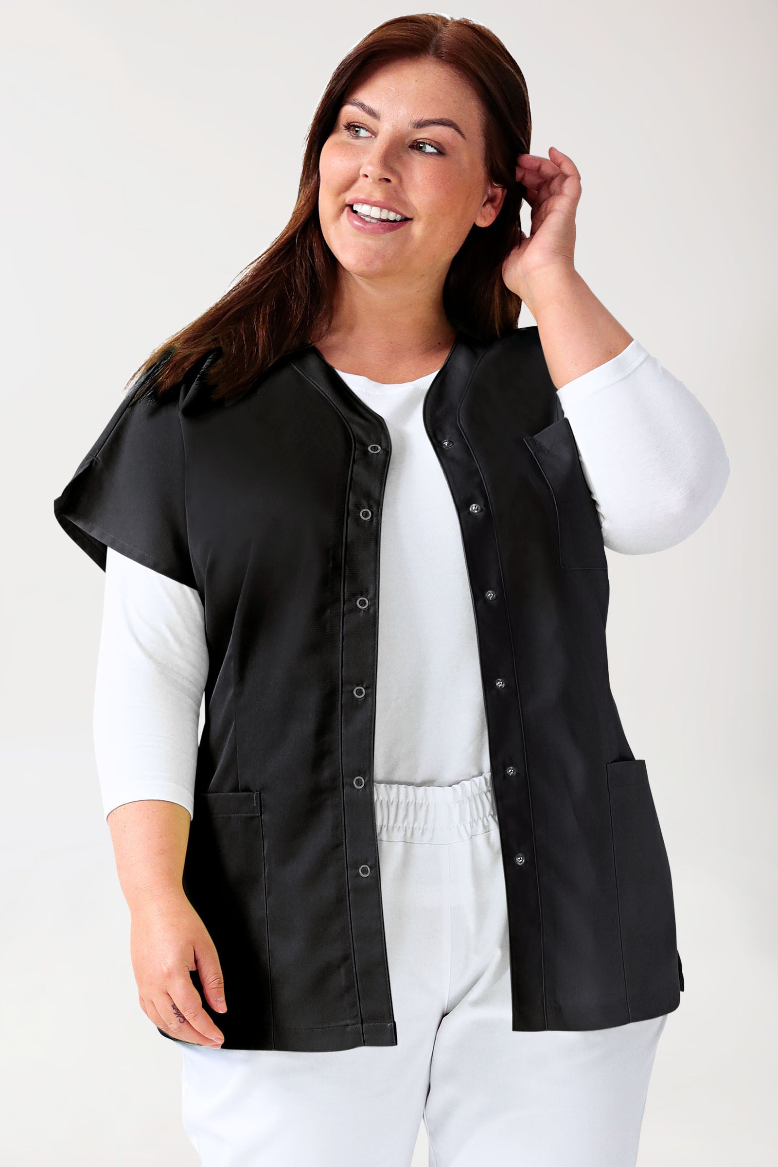 JUST STRONG Kasack Damen - durchgeknöpft schwarz