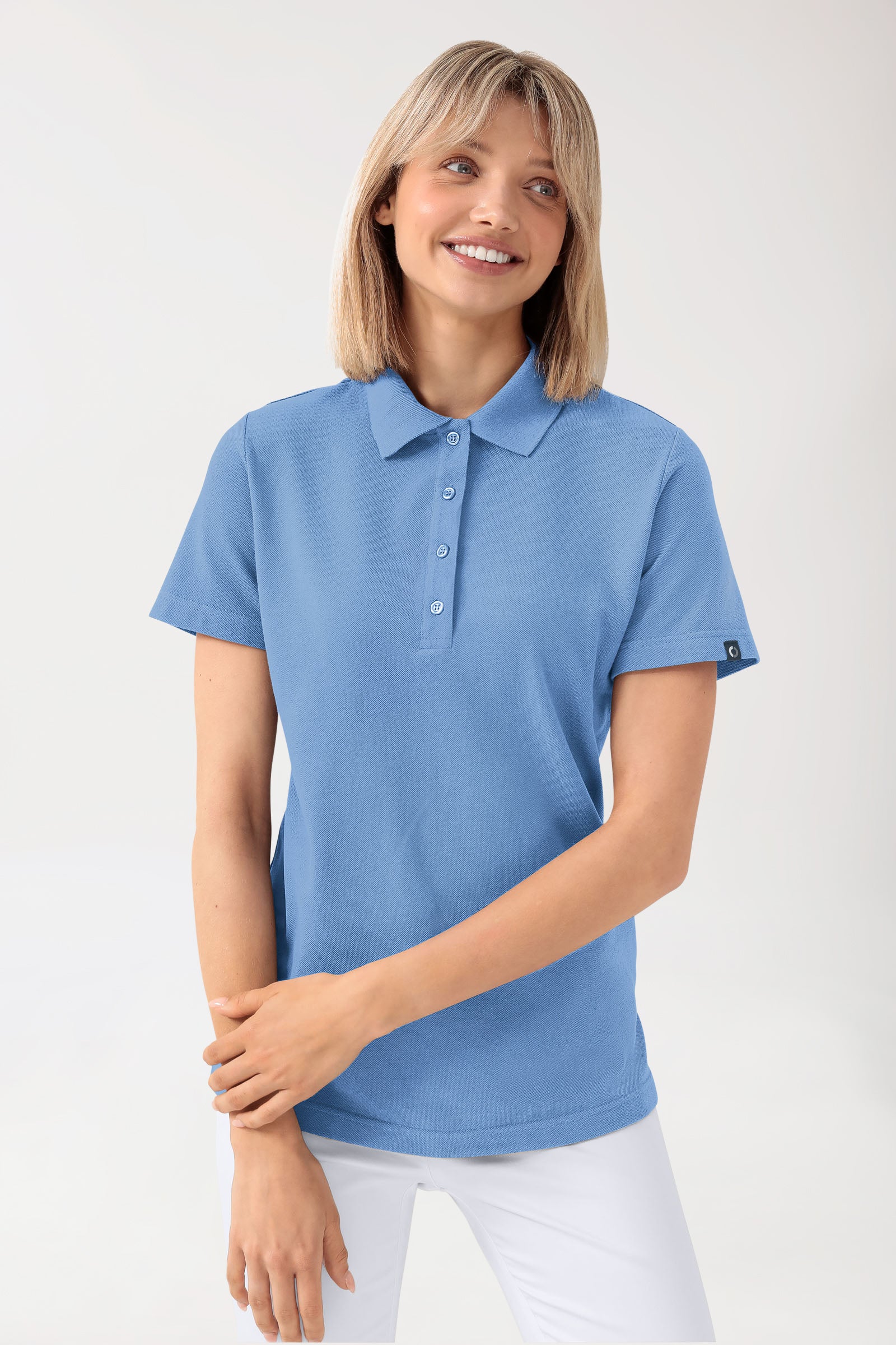 CORE Shirt Damen - Polokragen himmelblau, Vorderansicht