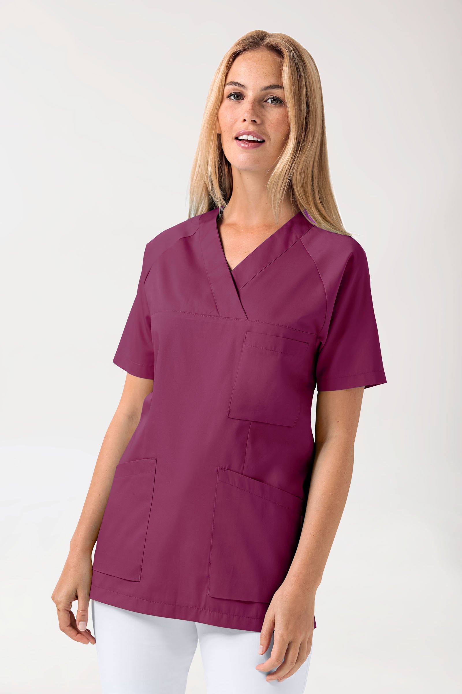 DER Kasack-Kasack Damen - V-Ausschnitt berry