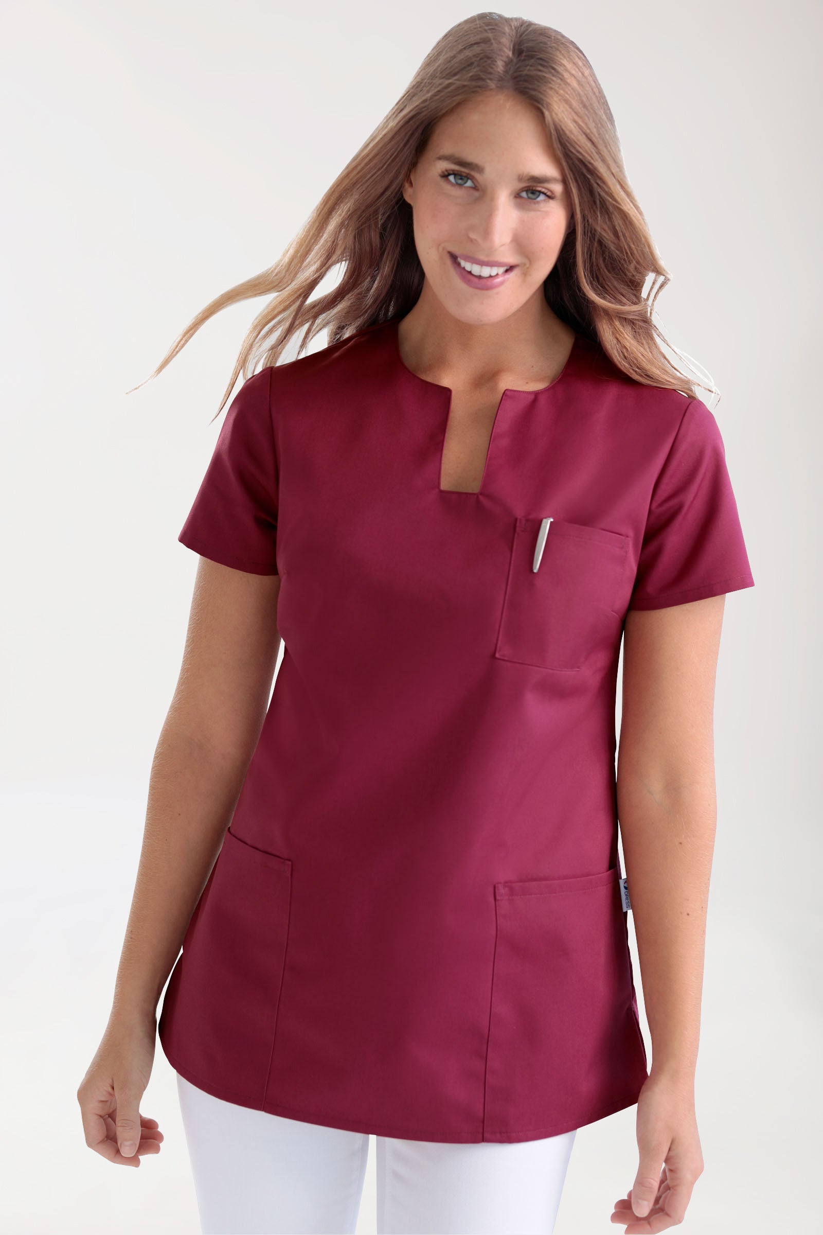 JUST STRONG Schlupfkasack Damen - eckiger Ausschnitt bordeaux