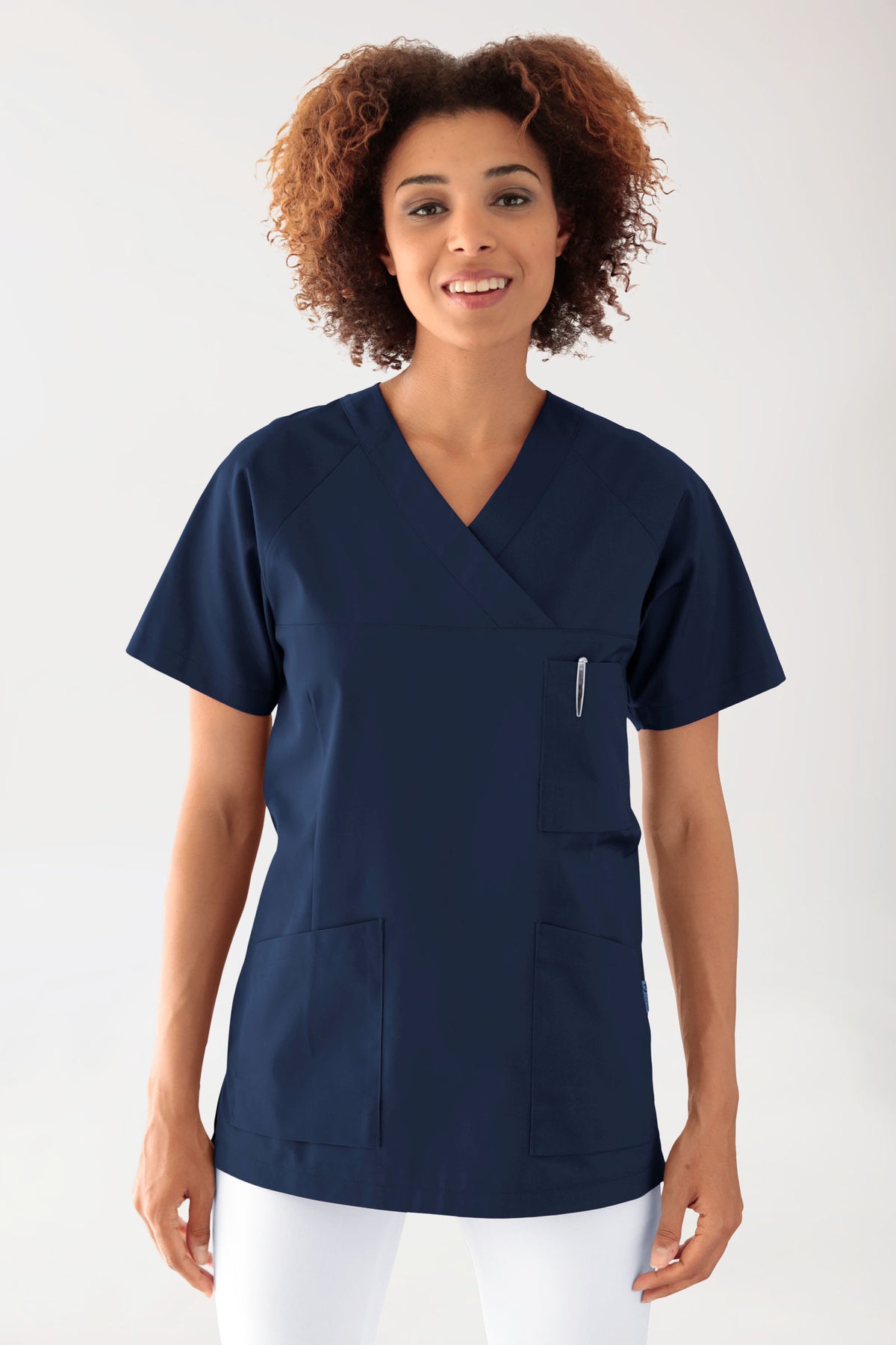 CORE Schlupfkasack Damen - V-Ausschnitt navy, Vorderansicht