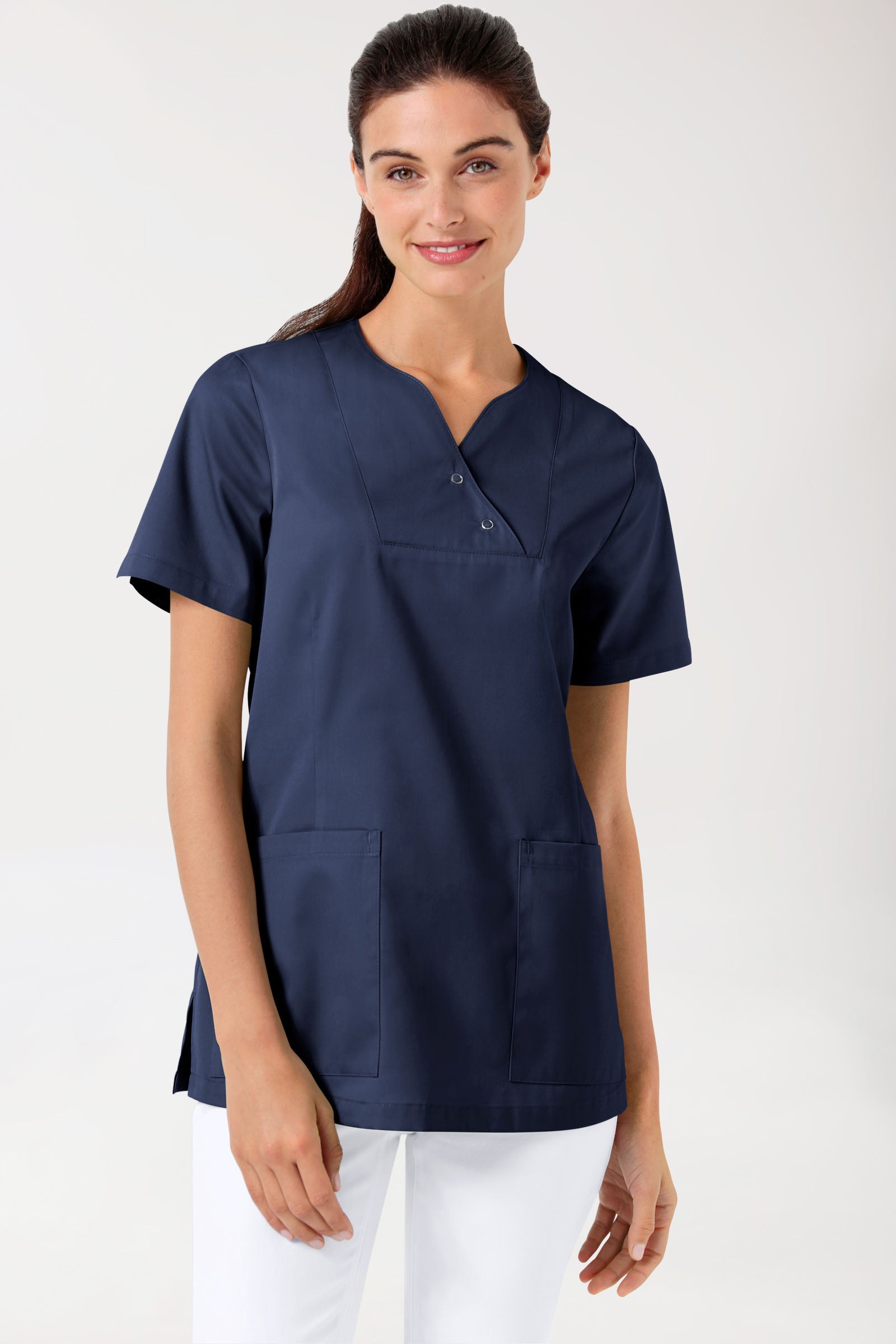 CORE Schlupfkasack Damen curved fit - mit Druckknöpfen navy