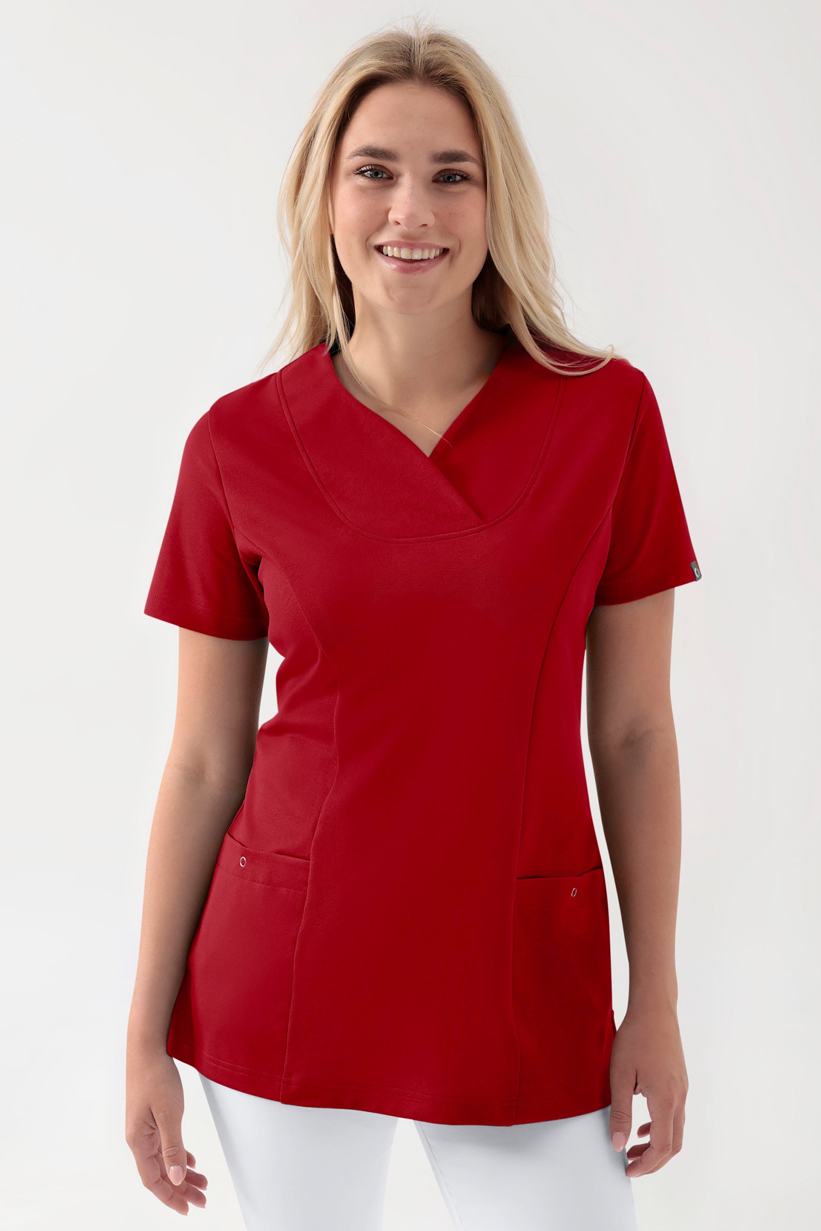 COMFY FLEX Stretch Schlupfkasack Damen - Herzausschnitt rot, Vorderansicht
