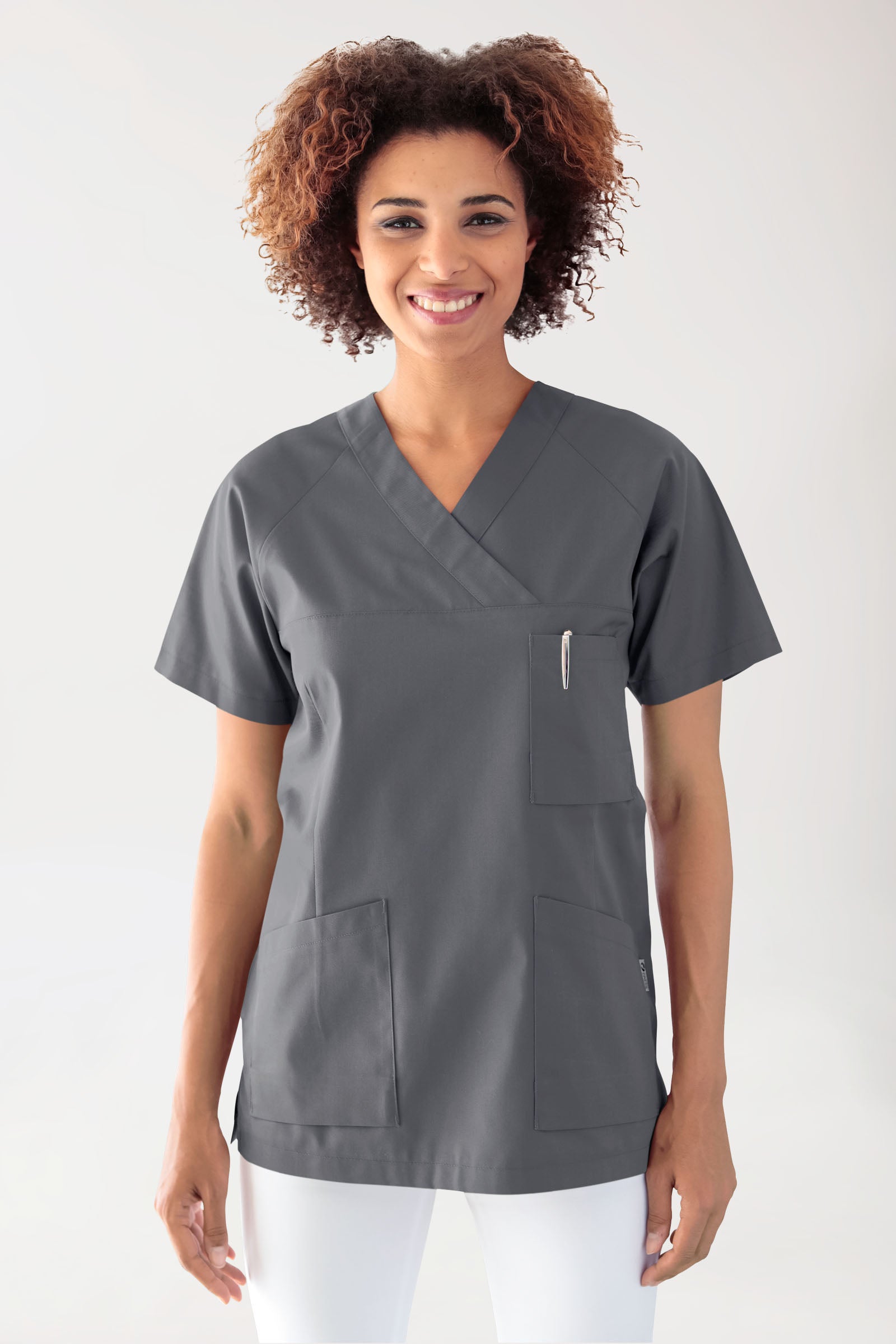 CORE Schlupfkasack Damen - V-Ausschnitt steingrau