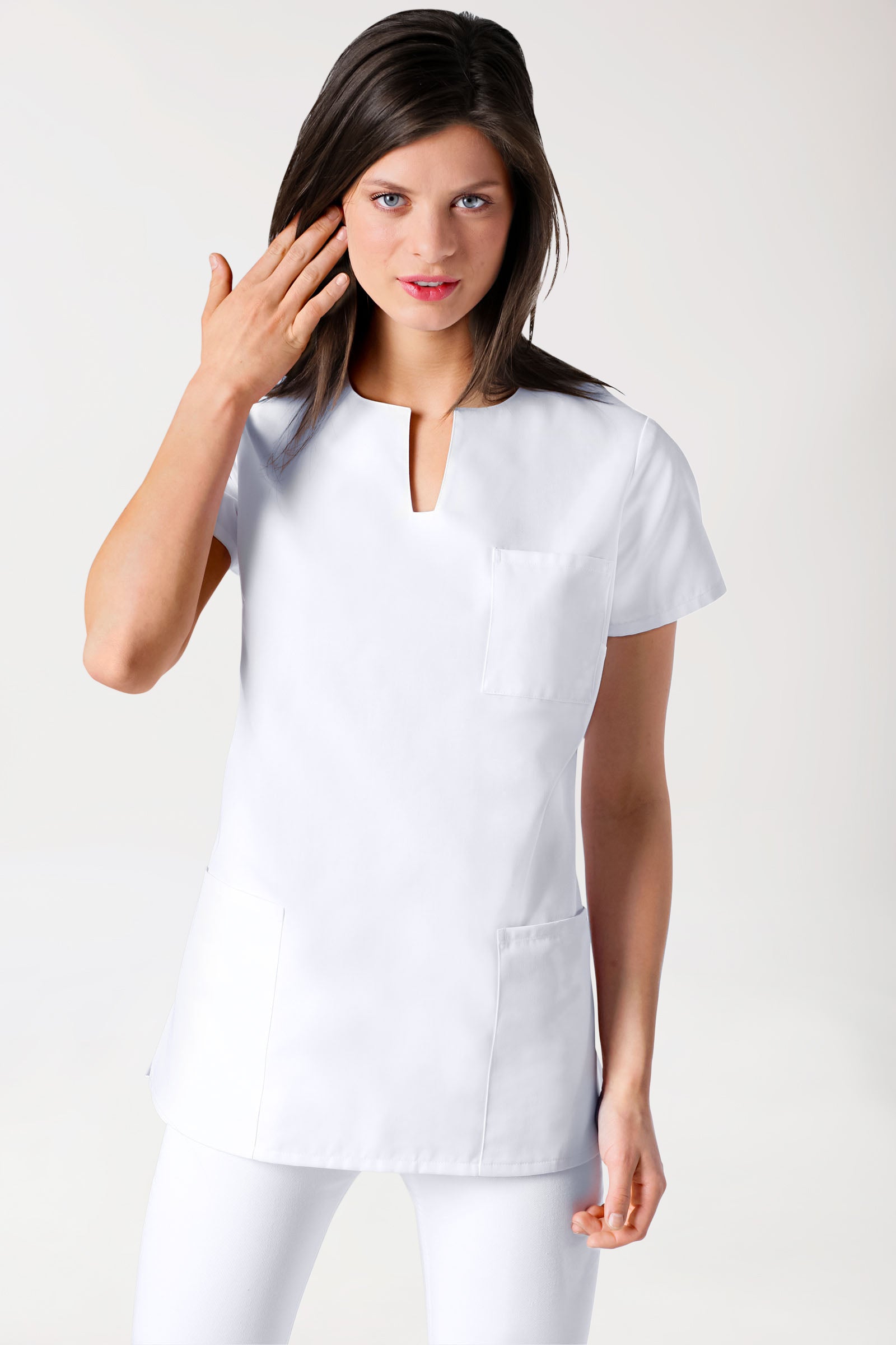 JUST STRONG Schlupfkasack Damen - eckiger Ausschnitt weiß