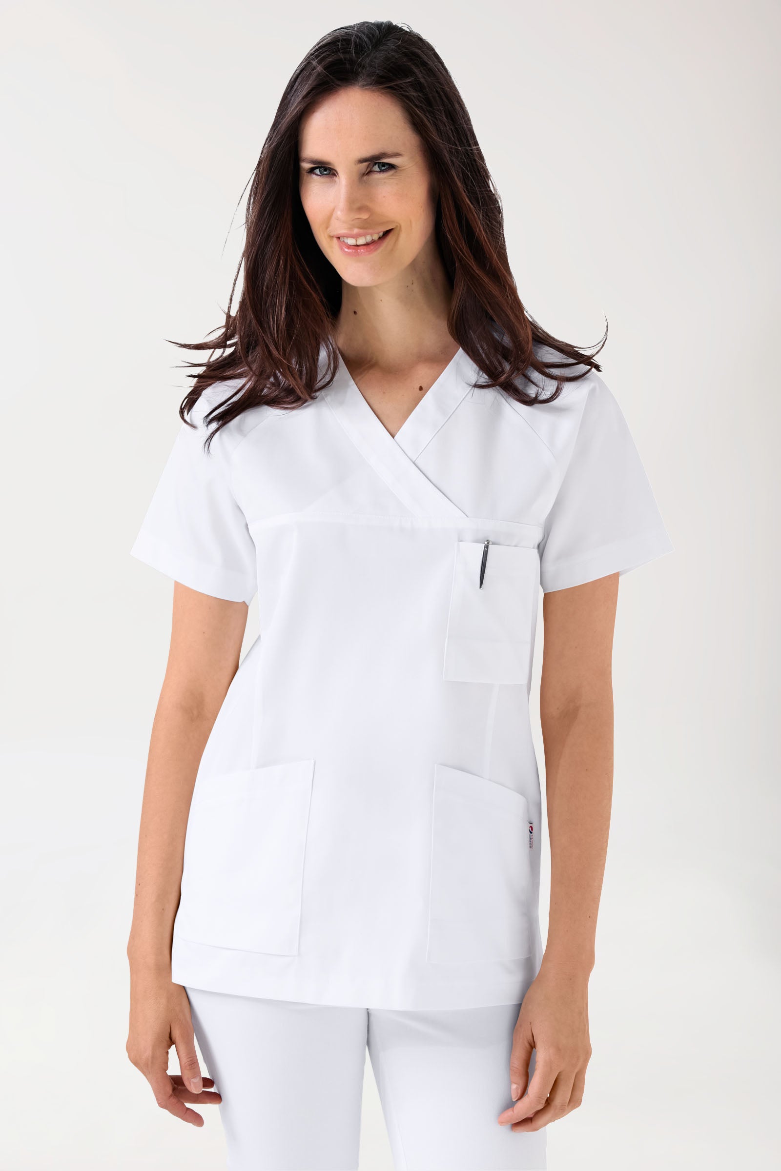 CORE Schlupfkasack Damen - V-Ausschnitt weiß