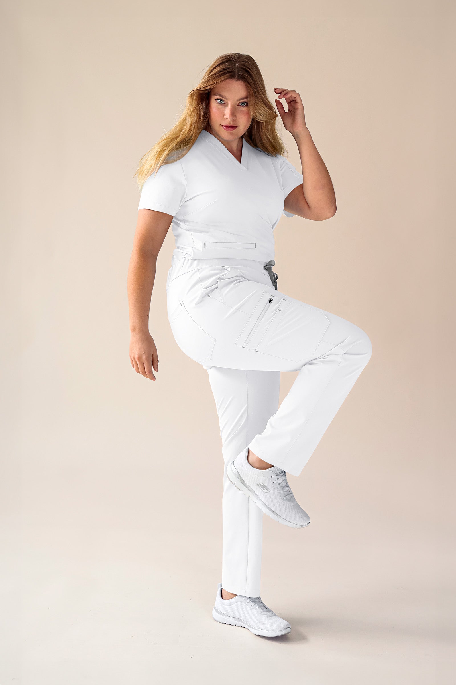 KAERE Schlupfkasack Damen - 3er Pack - V-Ausschnitt weiß, Vorderansicht
