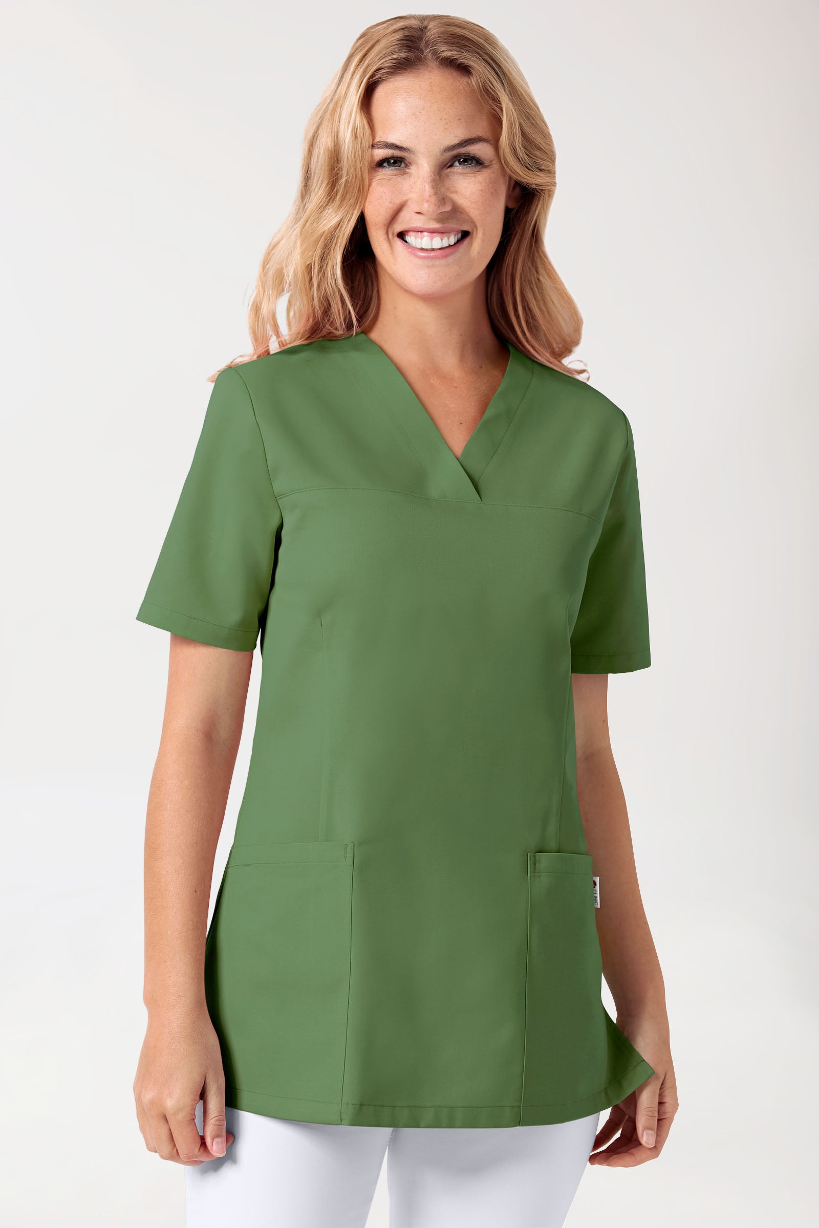 JUST STRONG Schlupfkasack Damen - V-Ausschnitt wiesengrün