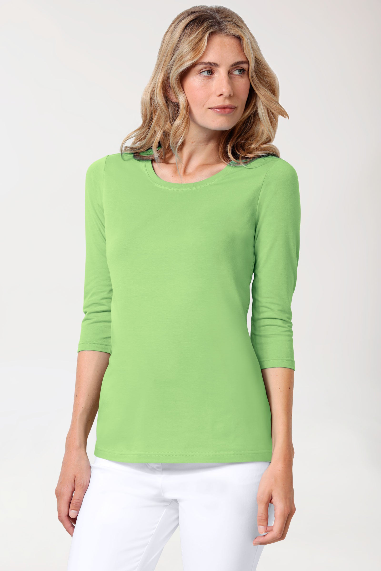 CORE Shirt Damen - 3/4 Arm apfelgrün