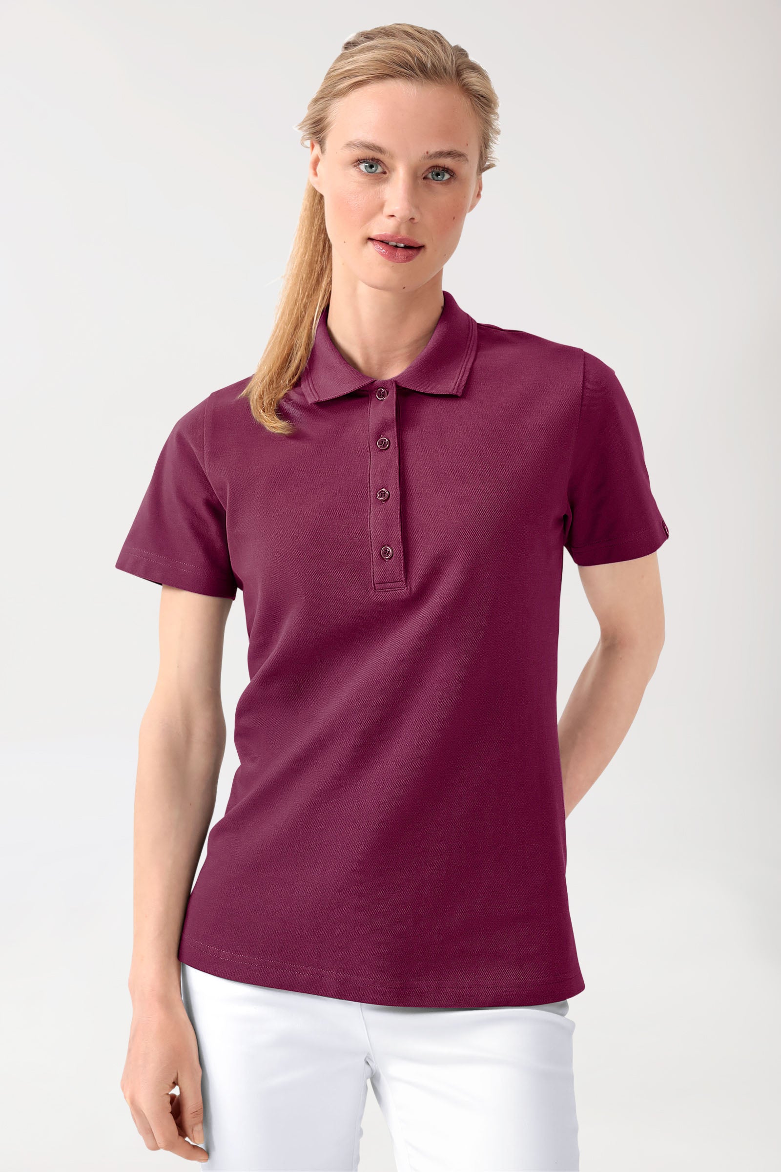 COMFY FLEX Stretch Shirt Damen - Polokragen berry