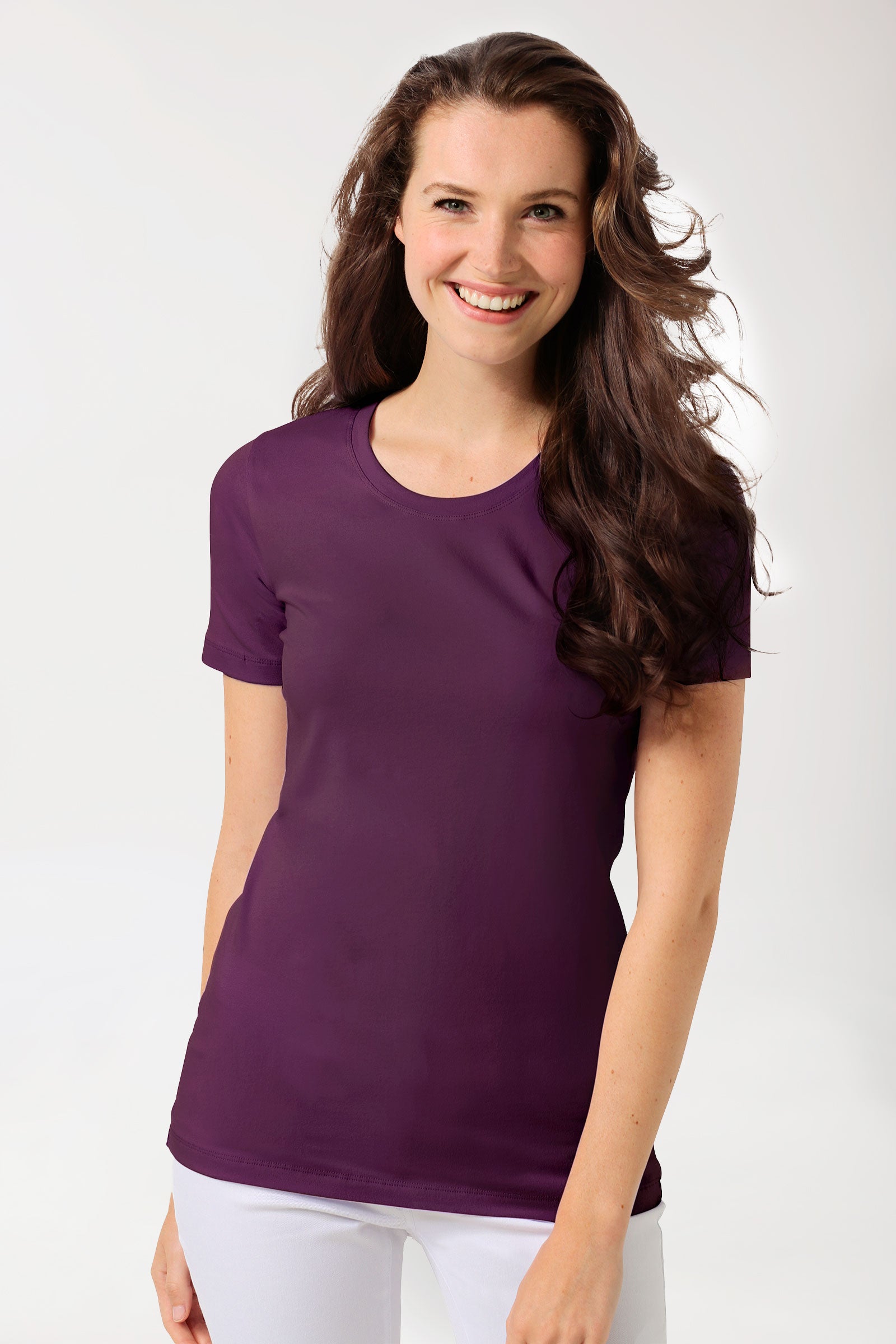 CORE Shirt Damen - Rundhals pflaume, Vorderansicht