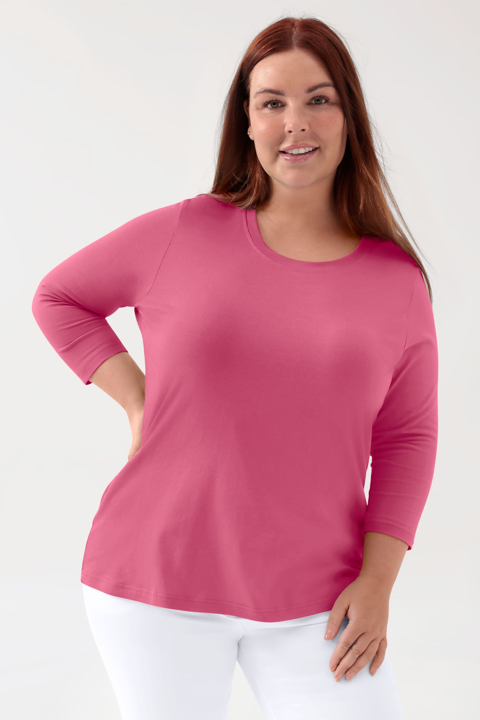 CORE Shirt Damen - 3/4 Arm rosenholz, Vorderansicht