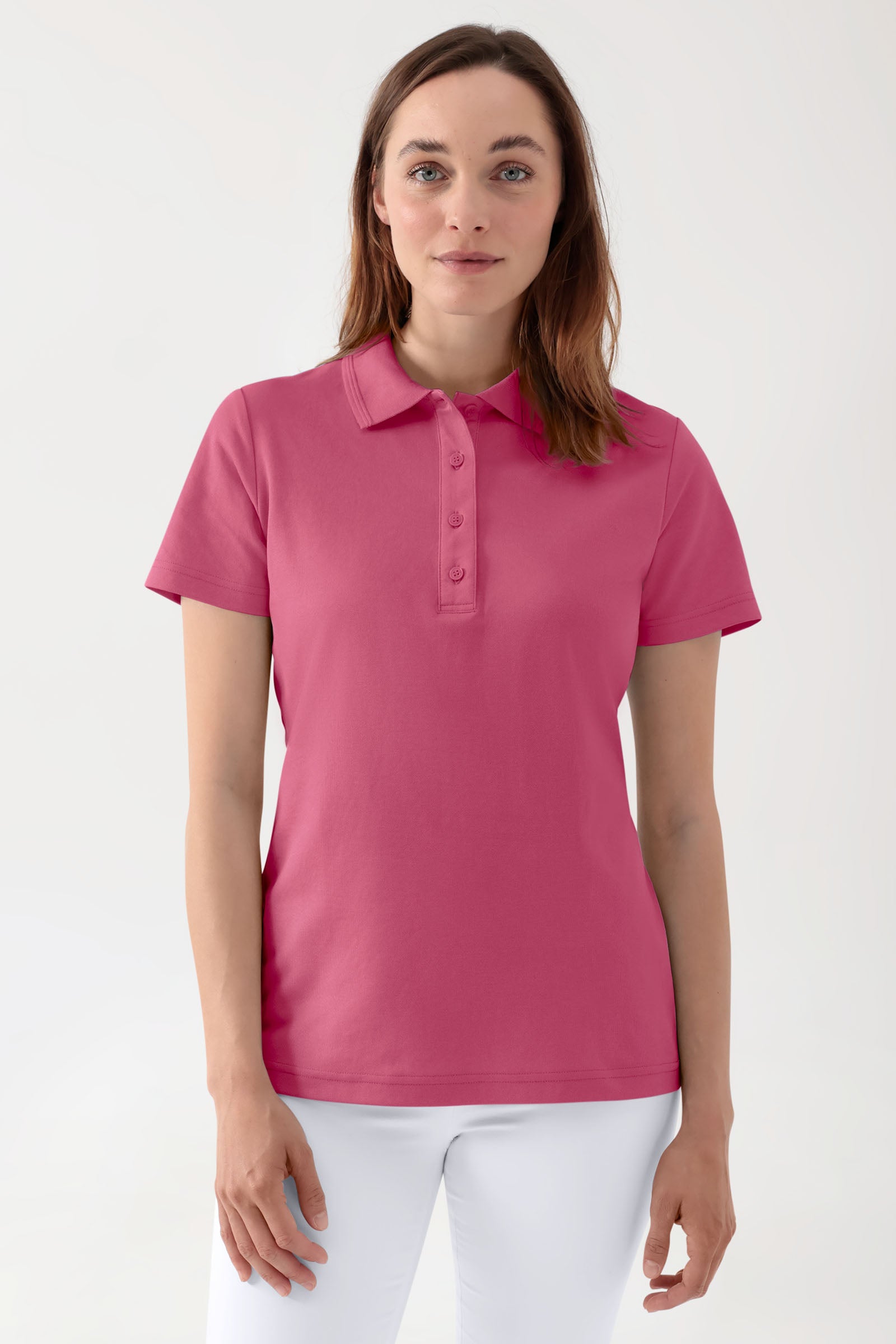 COMFY FLEX Stretch Shirt Damen - Polokragen rosenholz