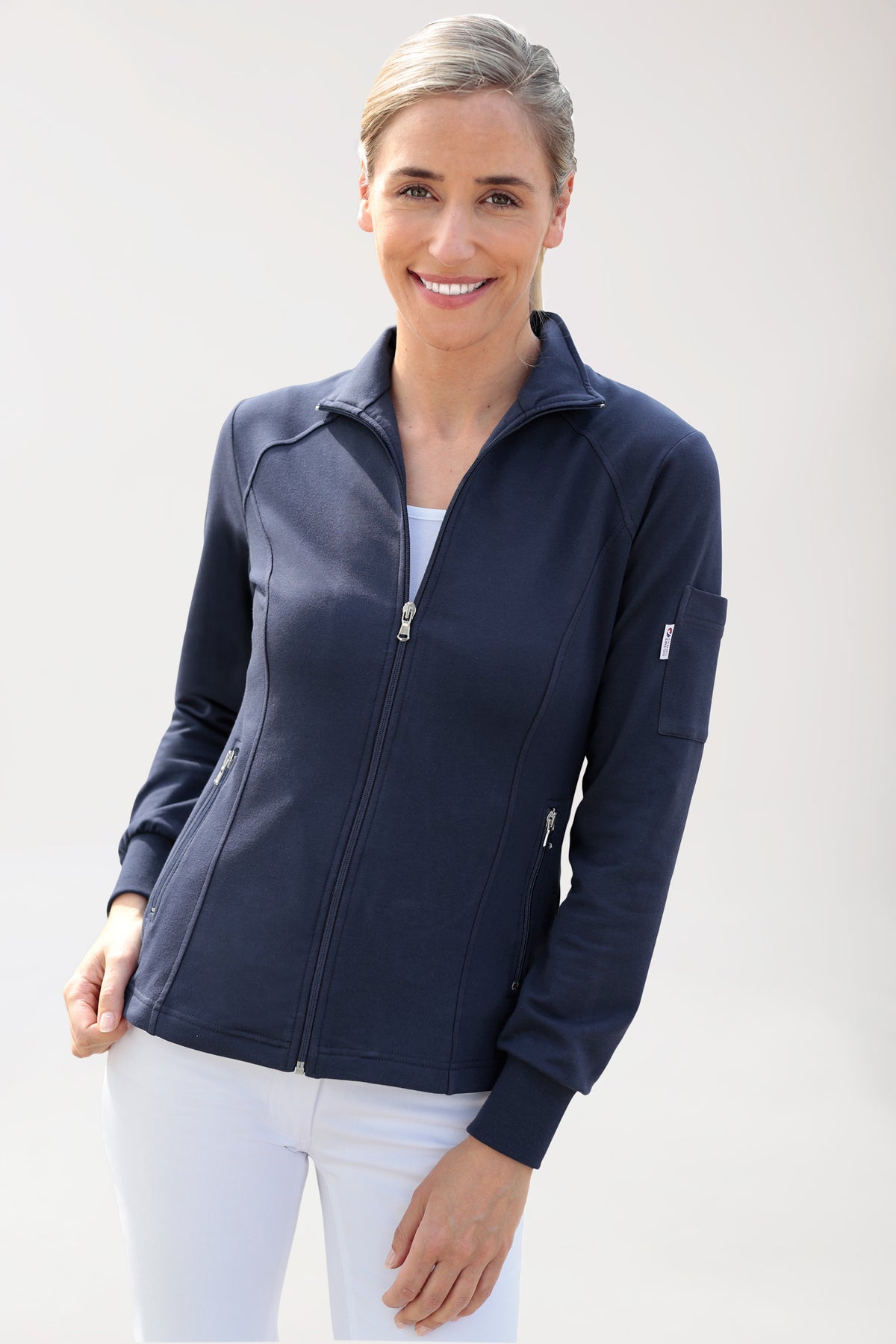 Sweatjacke Damen - Stehkragen navy