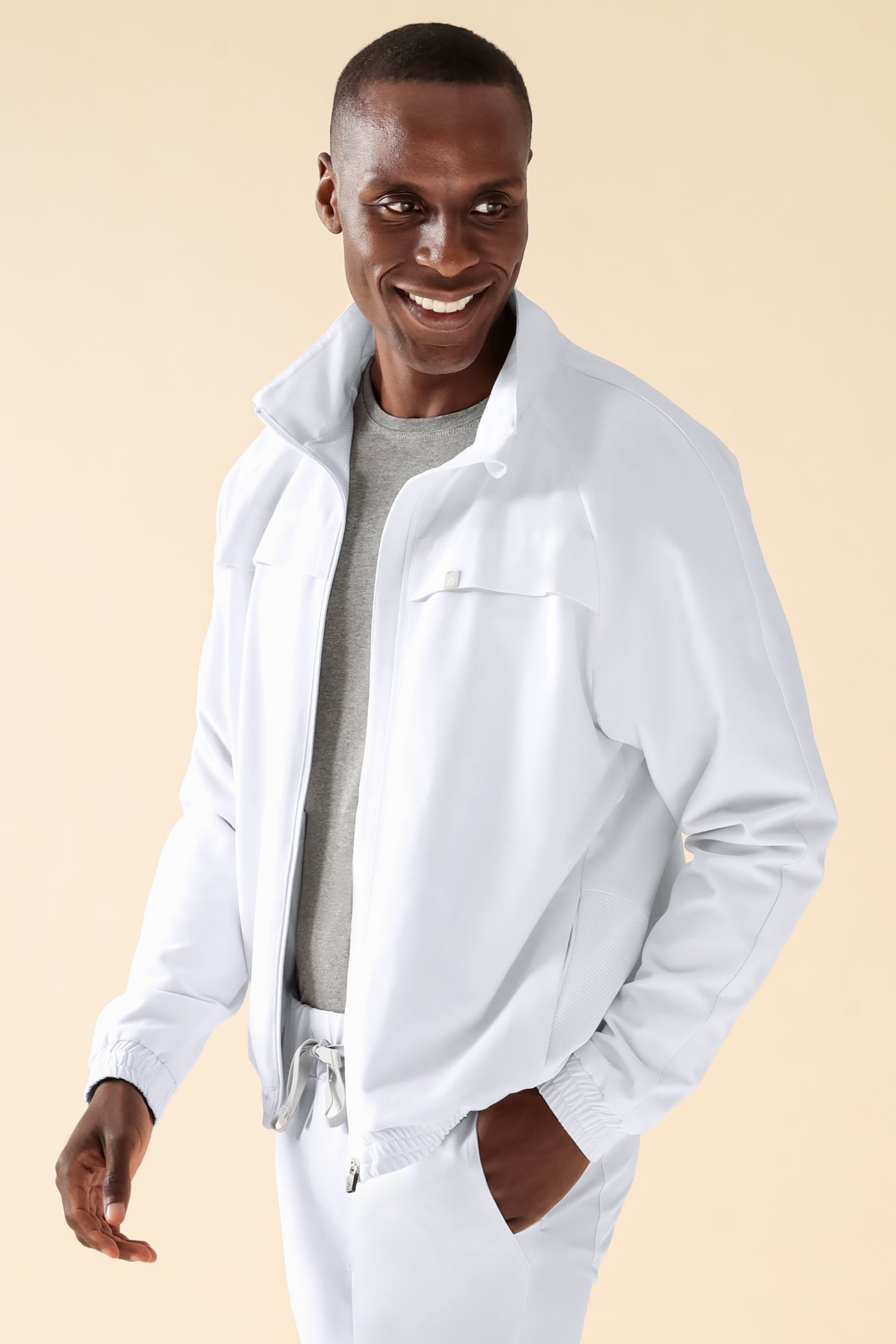 KAERE Blousonjacke Herren - mit elastischen Bündchen weiß