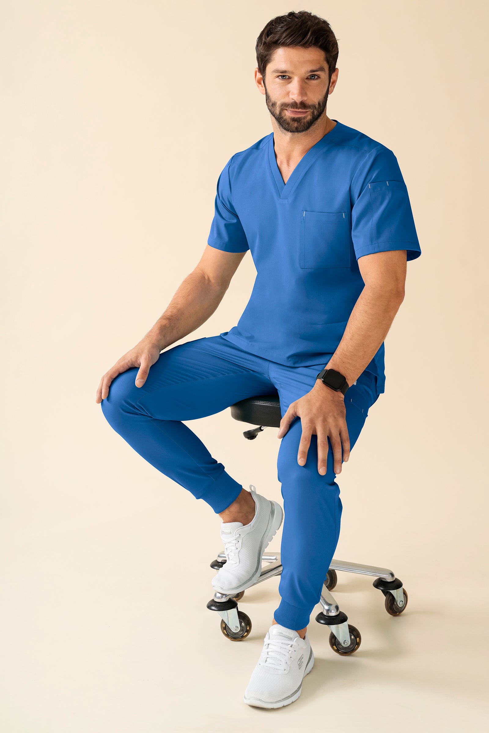 KAERE Hose Herren - Saumbündchen Kurzgr. mit Beintaschen blau, Vorderansicht