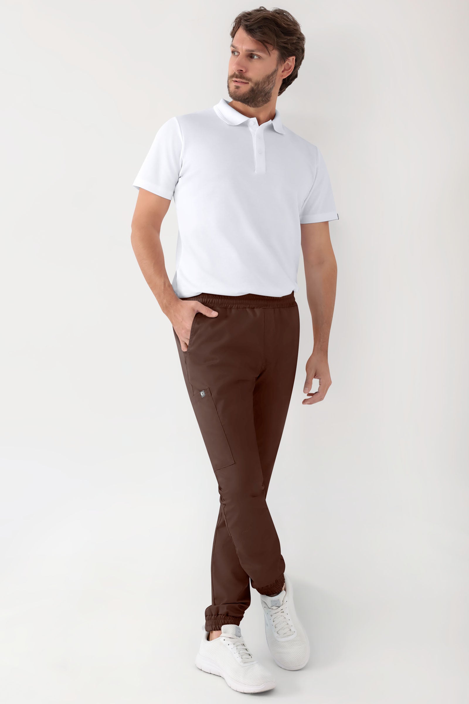 GREEN Stretch Hose Herren - Jogpants Style coffee, Vorderansicht