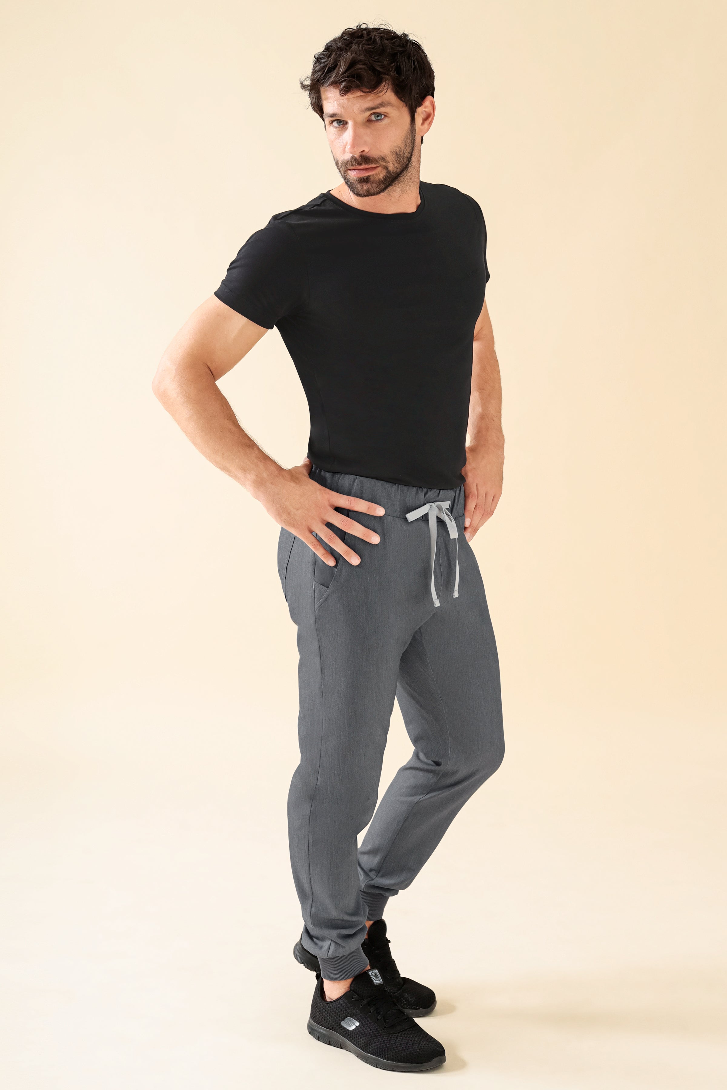 KAERE Hose Herren - Saumbündchen Kurzgr. ohne Beintaschen grau melange