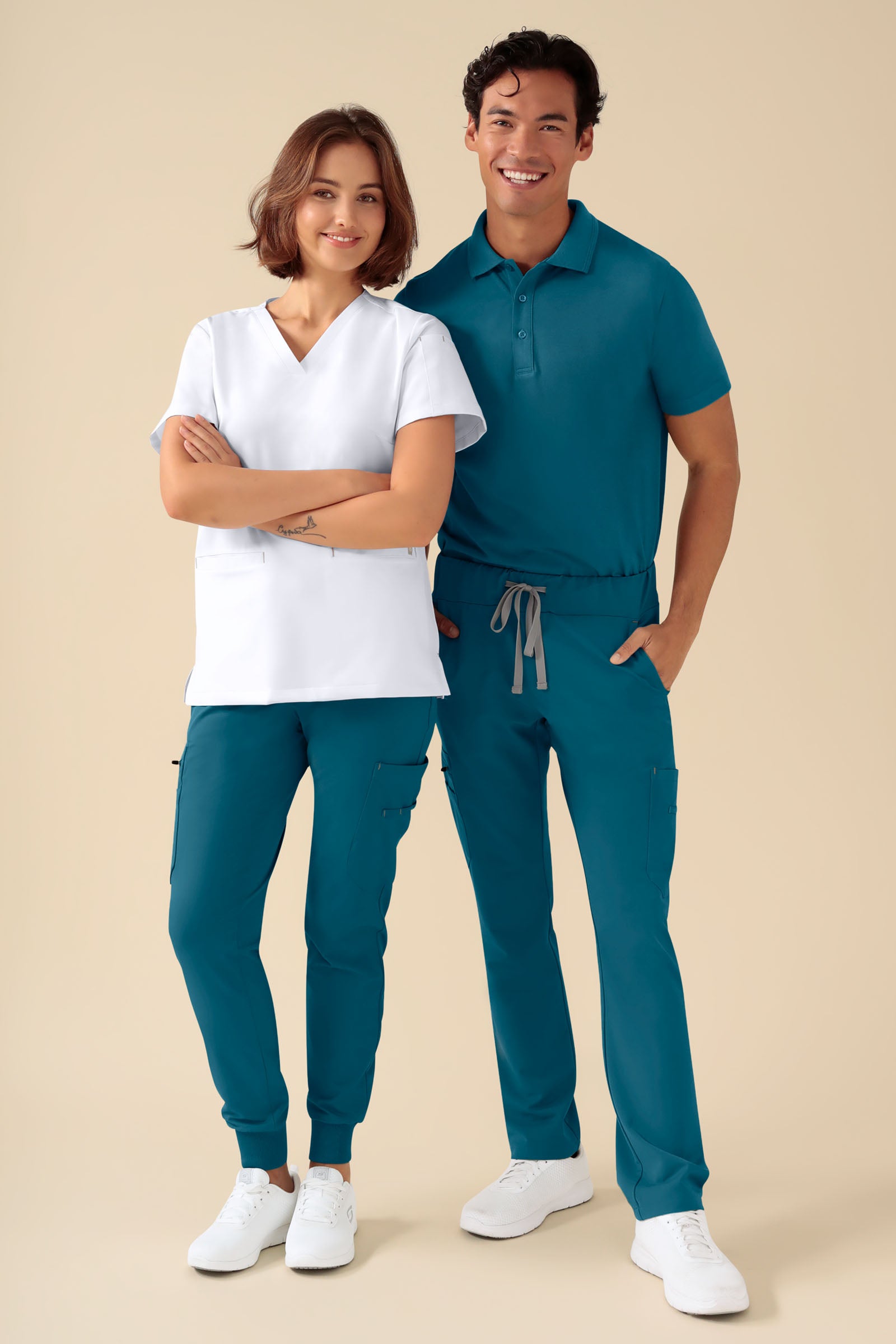 KAERE Hose Herren - gerader Saum mit Beintaschen petrol, Vorderansicht