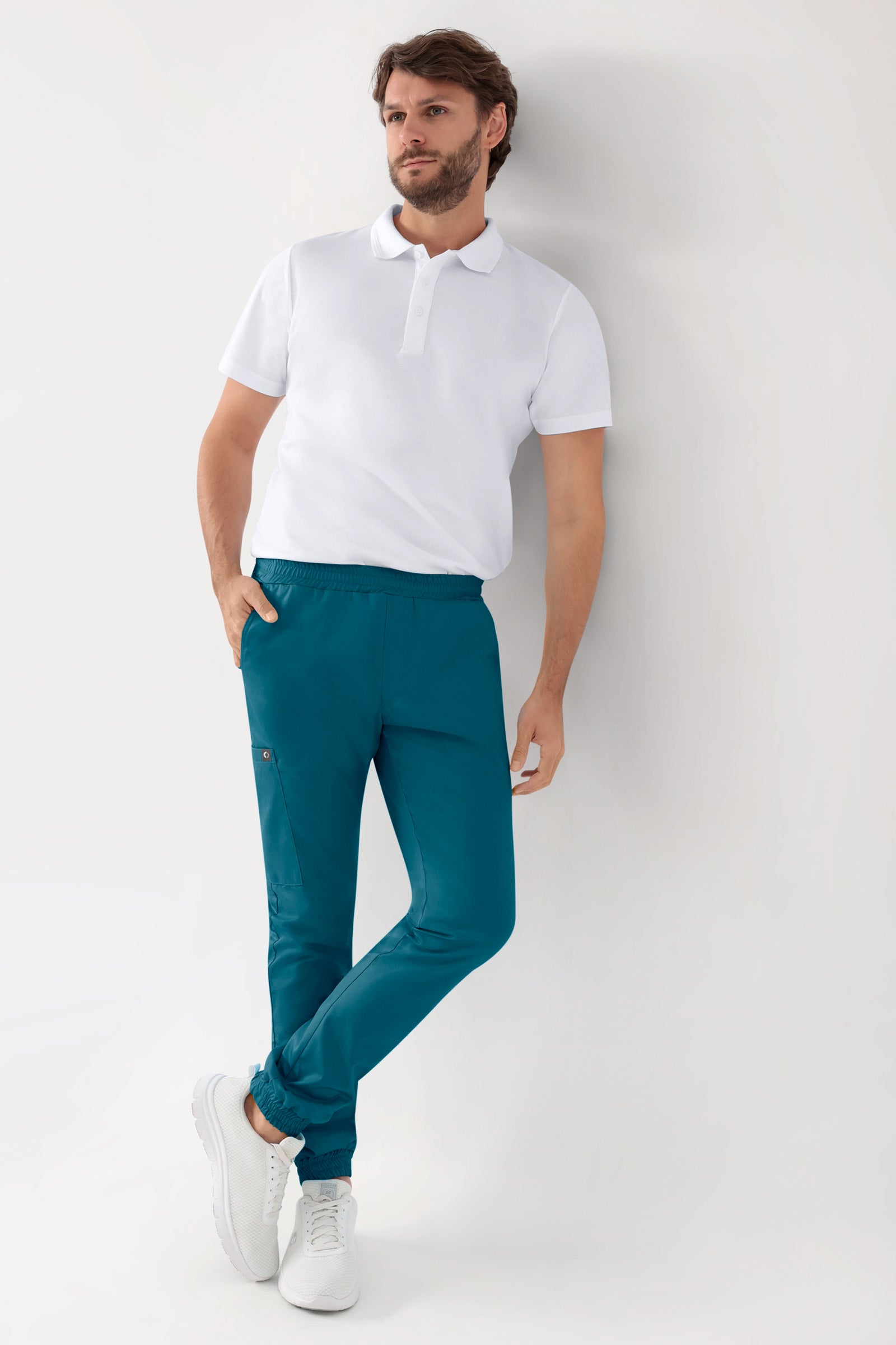 GREEN Stretch Hose Herren - Jogpants Style petrol, Vorderansicht
