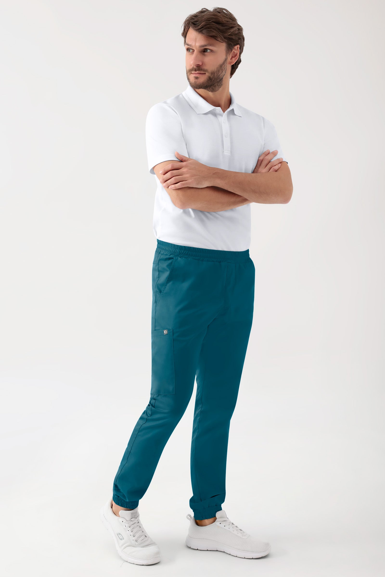 GREEN Stretch Hose Herren - Jogpants Style petrol, Vorderansicht