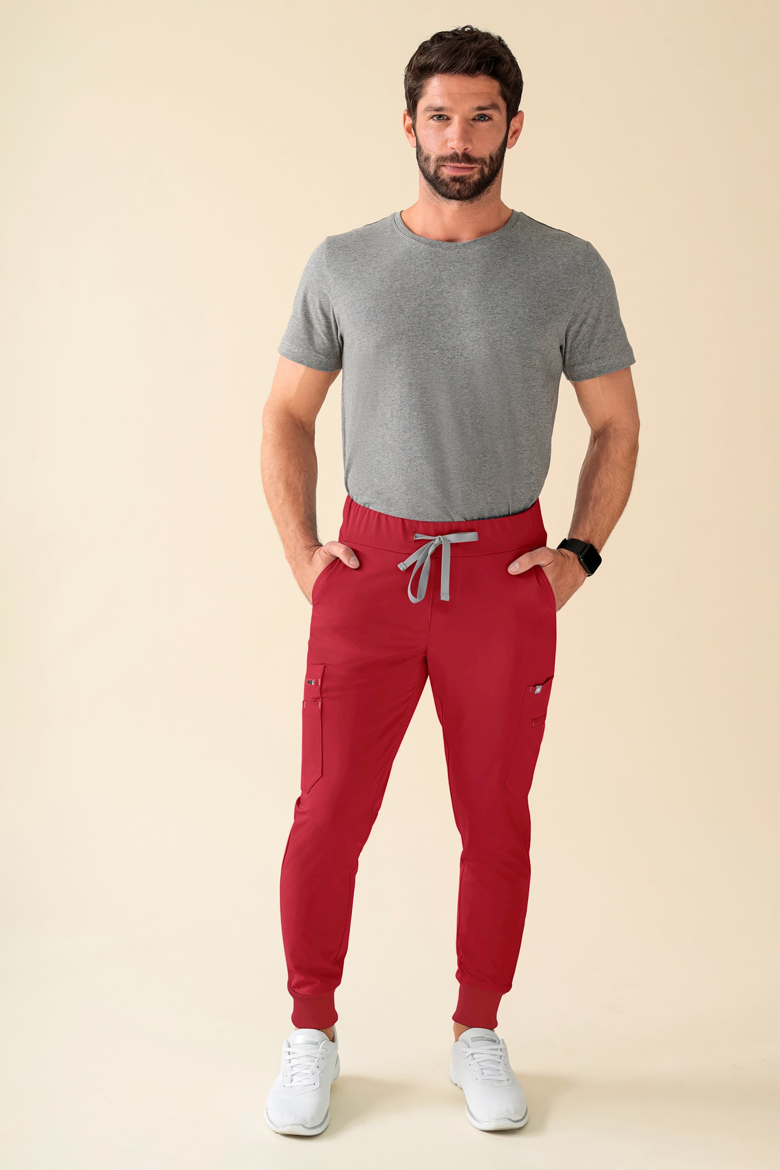 KAERE Hose Herren - Saumbündchen Kurzgr. mit Beintaschen rot