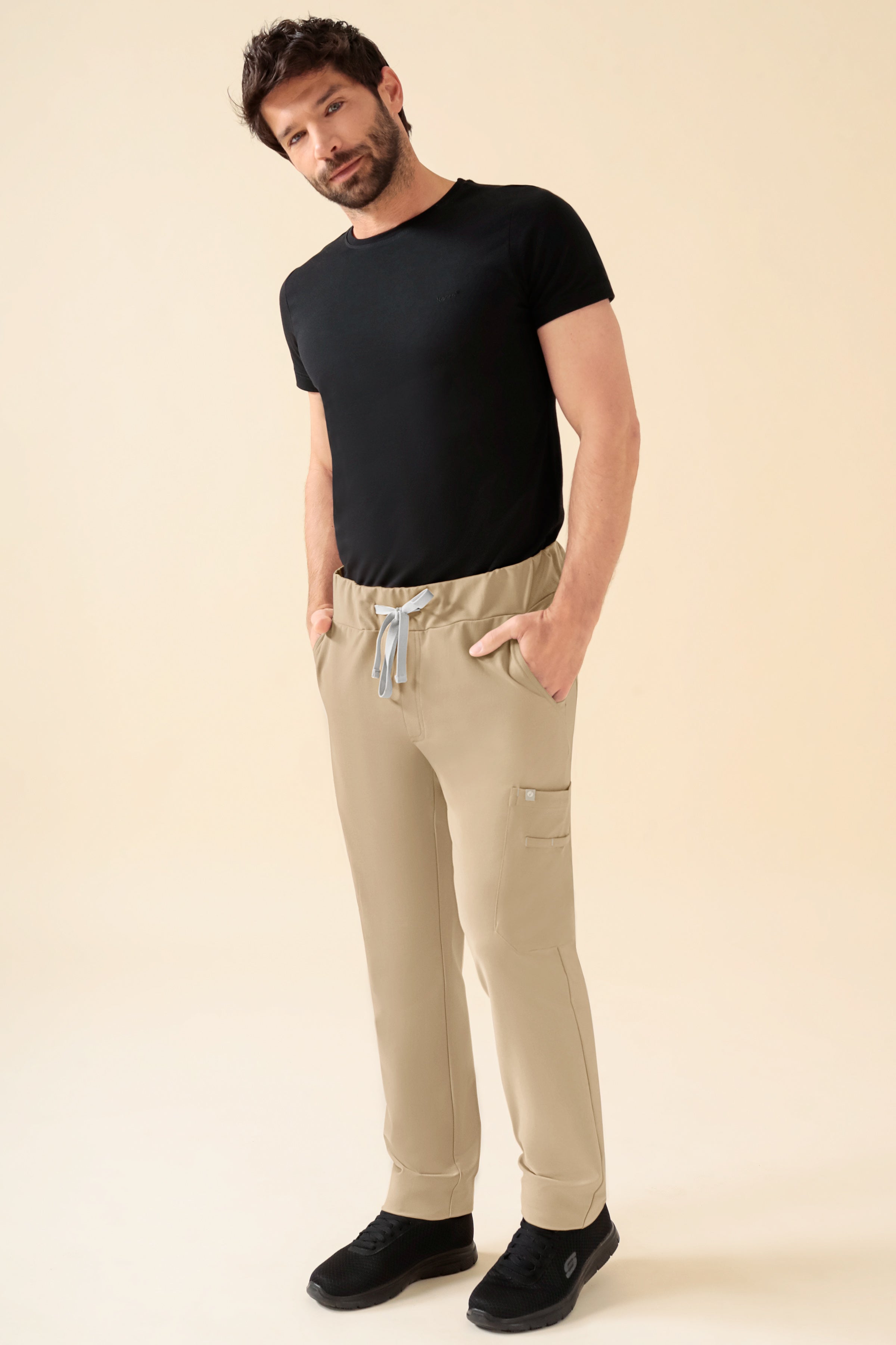 KAERE Hose Herren - gerader Saum Kurzgr. mit Beintaschen sand, Vorderansicht